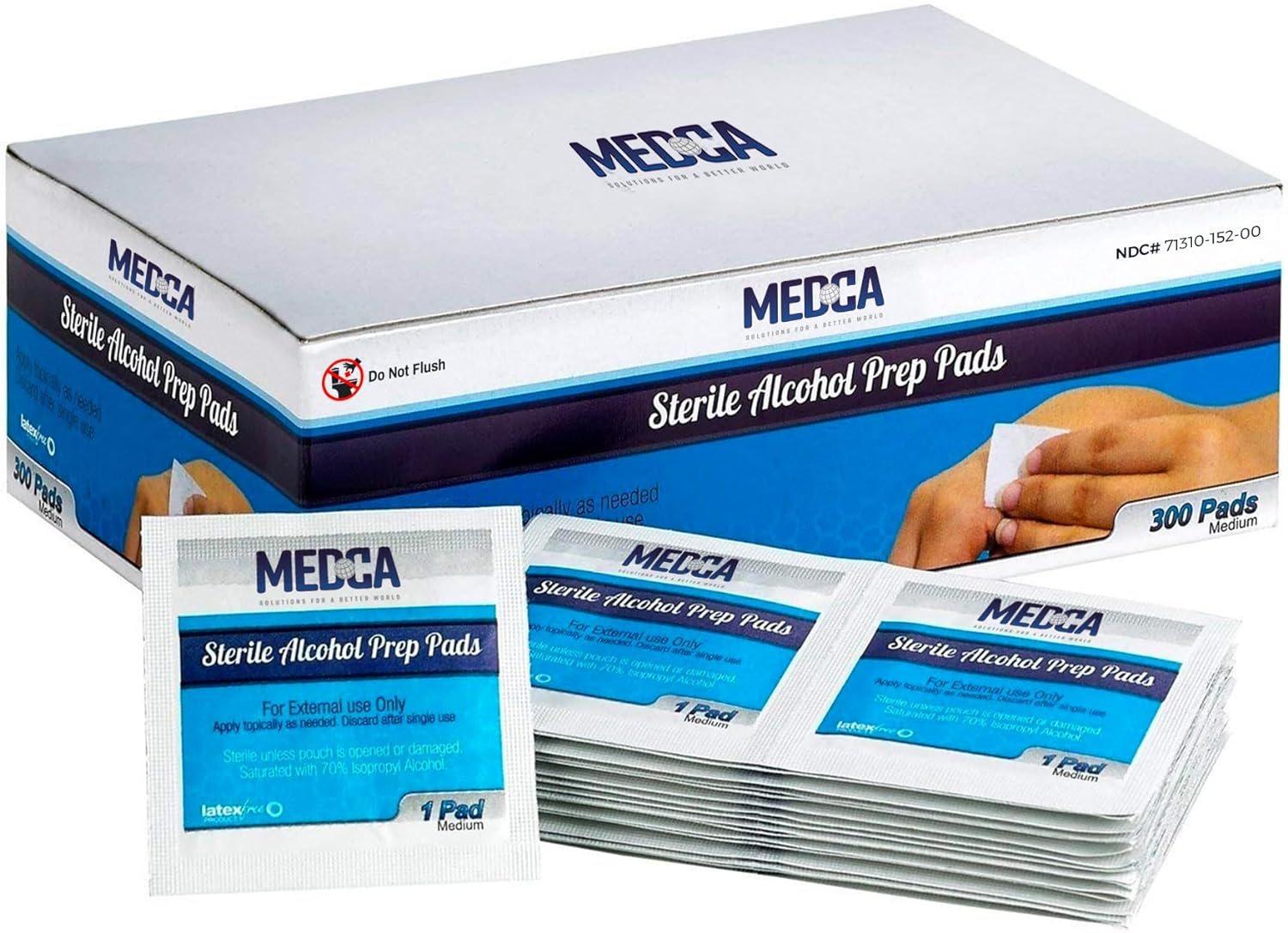 Medca Alcohol Prep Pads, Sterile, Medium, 2-Ply (PACK of 300) image number 2
