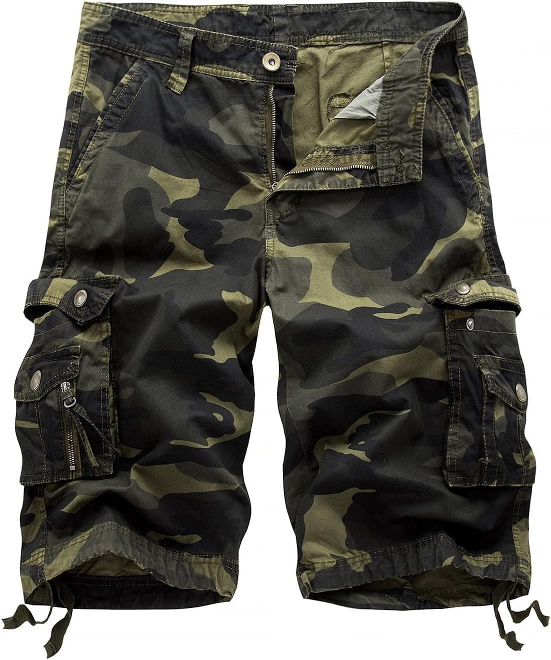 Jeshifangjiusu Mens Lightweight Multi-Pocket Cargo Shorts Casual Cotton Camouflage Camo Short Outdoor Camo Shorts, Army Green B1, 35 image number 1