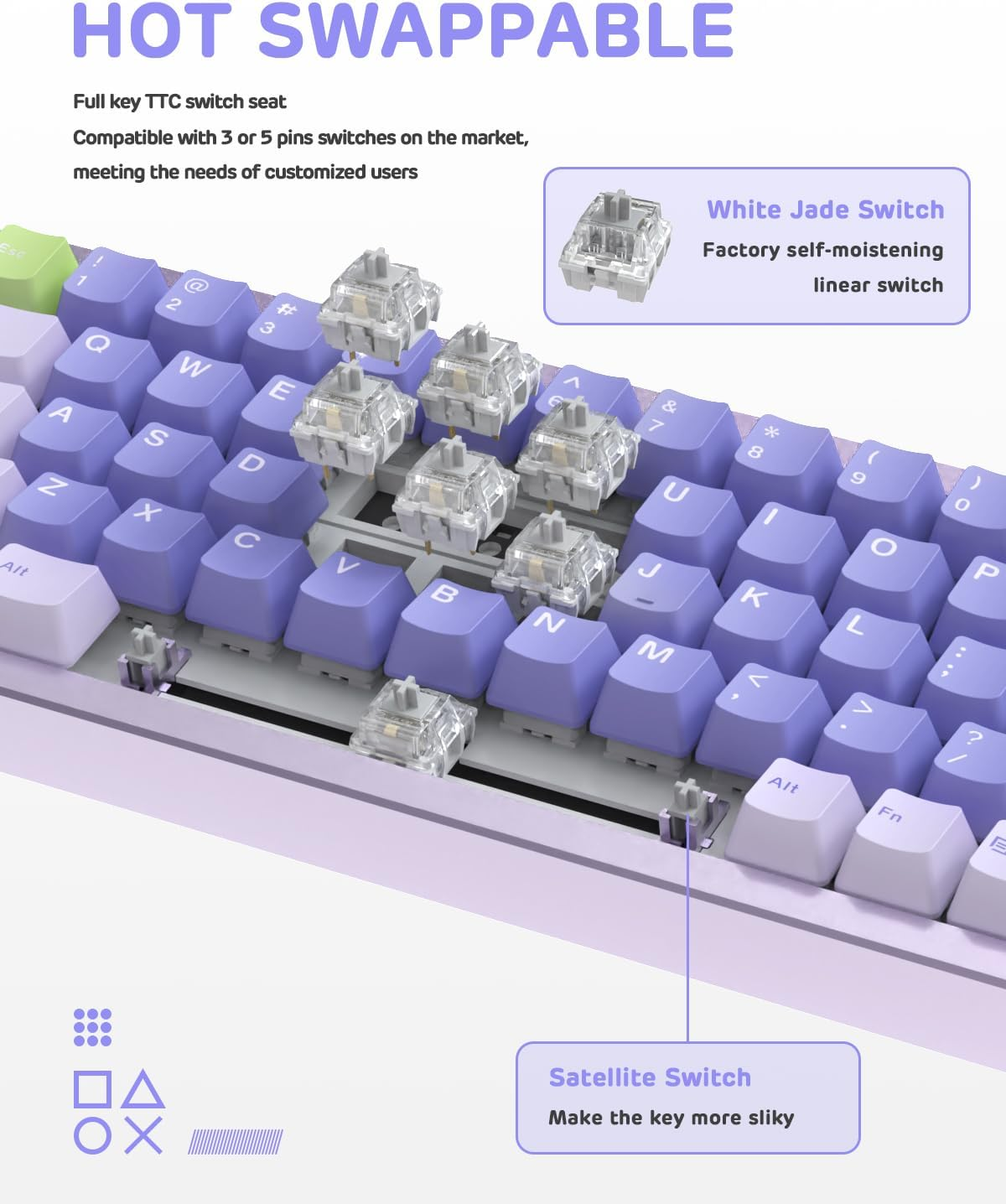 ATTACK SHARK M71 75%TKL Wireless Mechanical Keyboard,Full Aluminum Cnc,Bt5.0/2.4G/Usb-C,Hot-Swap,Rgb LED,NKRO Gaming Keyboard,4600Mah,Pre-Lubed Linear Switch,Custom Gasket Mount for PC Mac/Win(Purple) image number 3