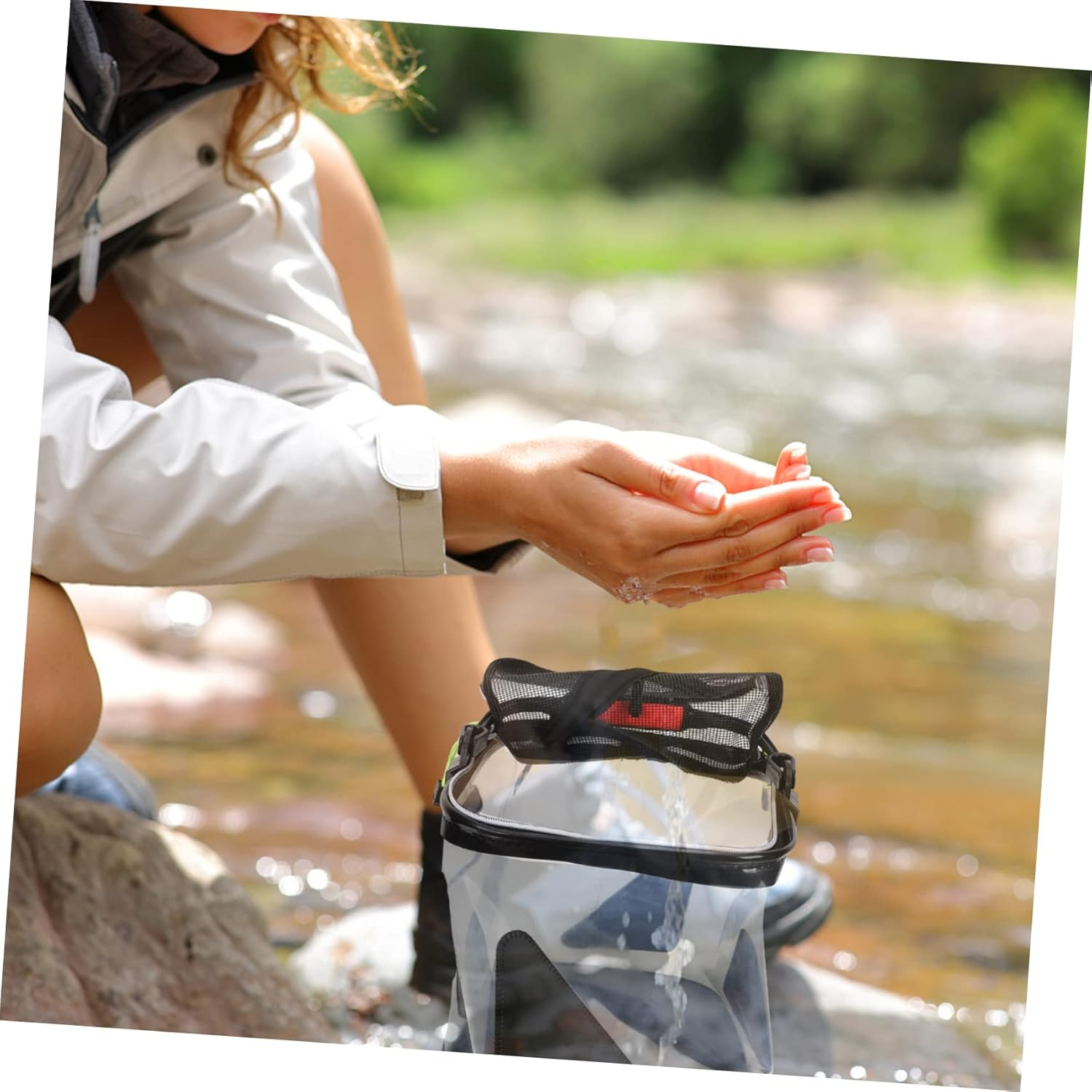 Sosoport Travel Folding Water Bucket Compact Storage Camping Pail Sturdy Handle for Hiking and Fishing image number 1