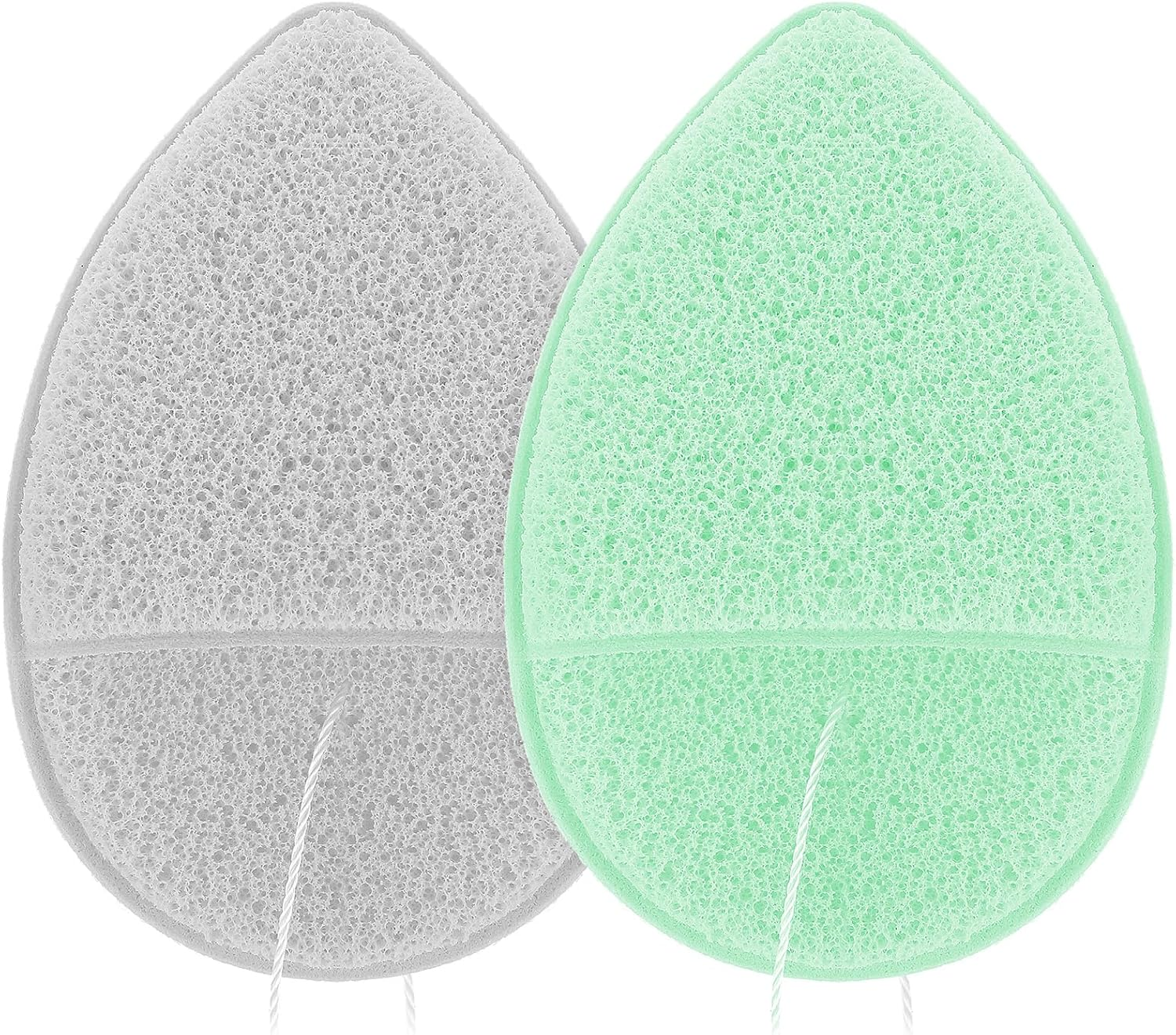 2 PCS Facial Sponge Konjac Glove Bath Sponge Gentle Exfoliating Pads Wash Reusable Puff for Daily Face Deep Pore Cleansing Blackheads Dead Skin, Makeup Remover (Gray, Green)