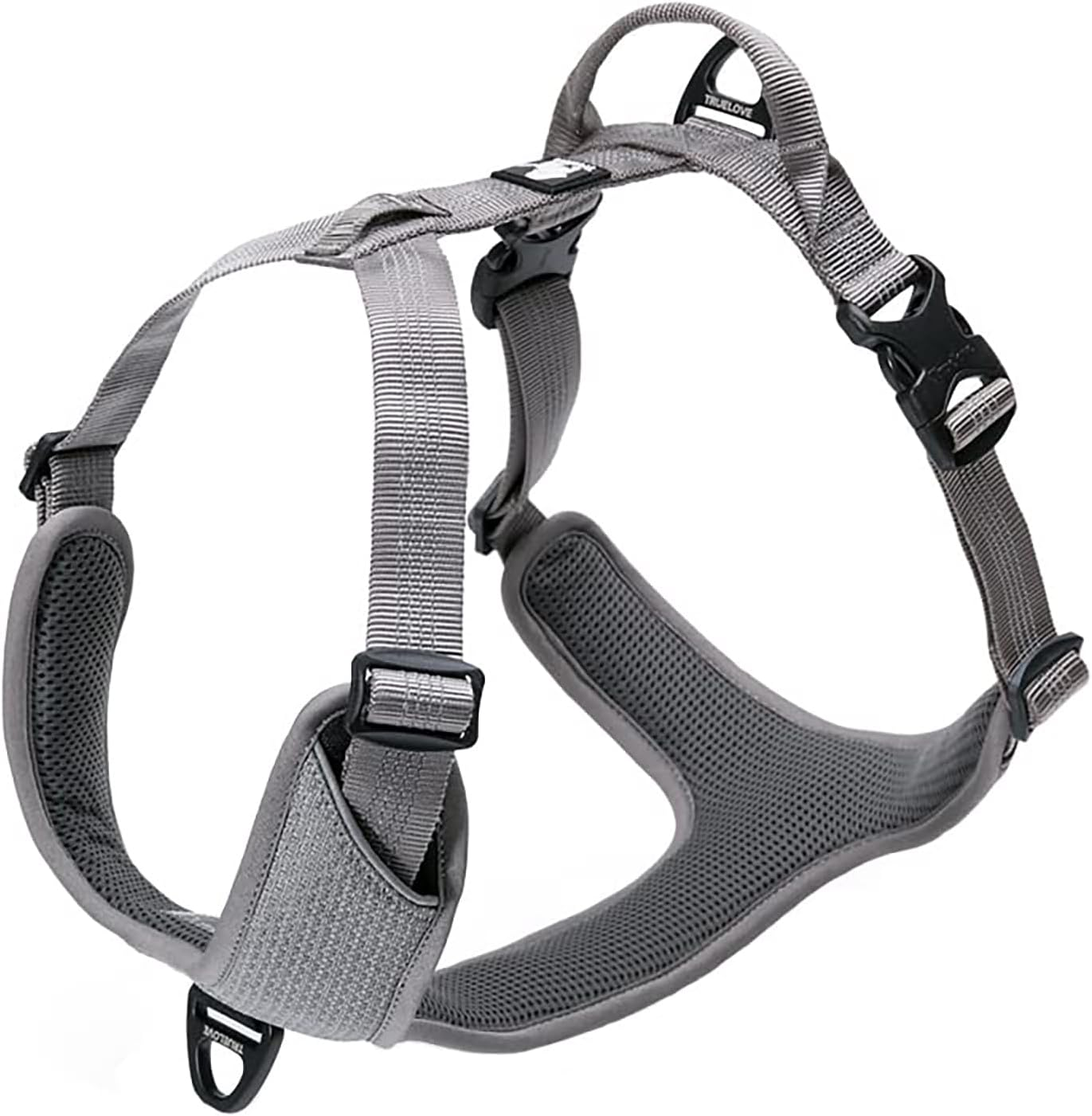 TRUE LOVE Dog Harness Outdoor Adventure II Reflective Vest 2 Leash Attachments Matching Leash Collar Available TLH6071 （Black, L: Chest 68-82Cm/27-32.5In