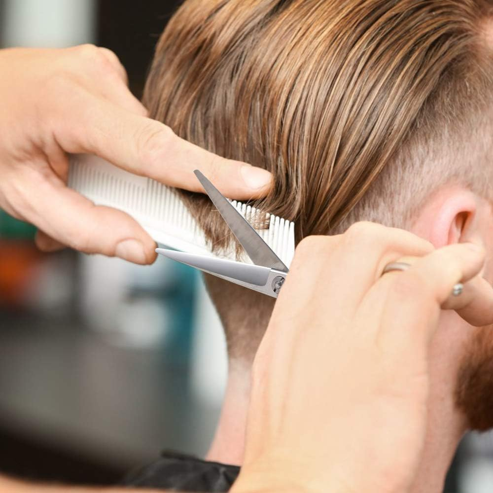 Moontay 6.0" Hair Cutting Shears Set with Large Finger Holes, Professional Barber Stylist Texturizing Shears, Salon Hair Cutting Scissors, 440C Japanese Stainless Steel, Silver