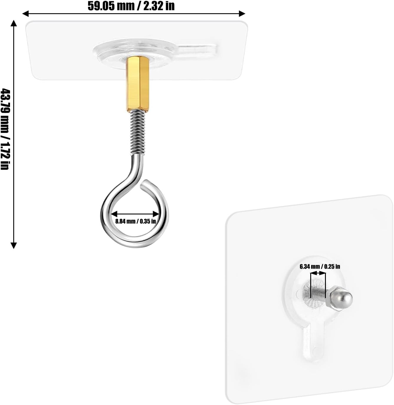 Sankoly 12 Pcs Self Adhesive Ceiling Hooks No Drilling Ceiling Hooks Stainless Steel Eye Hooks for Hanging Small Plants Ceiling Decoration image number 1