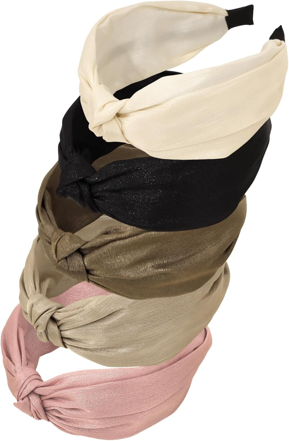 Bumlofa Set of 5 Plain Knot Headbands Women'S Wide Headband Wide for Stylish Everyday Use