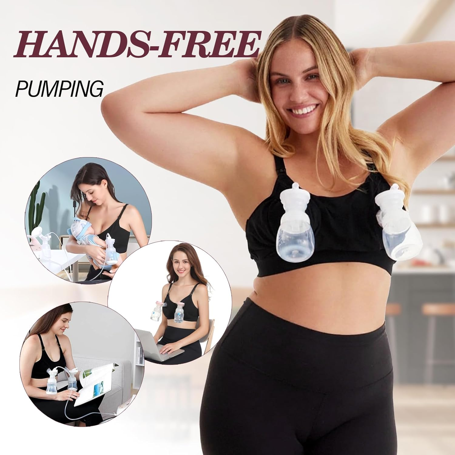 Viiotu Nursing Bra for Breastfeeding, Adjustable Wireless Maternity Bra with Extra Extenders, Hands Free Pumping Bra Spectra for Breast Pumps image number 3