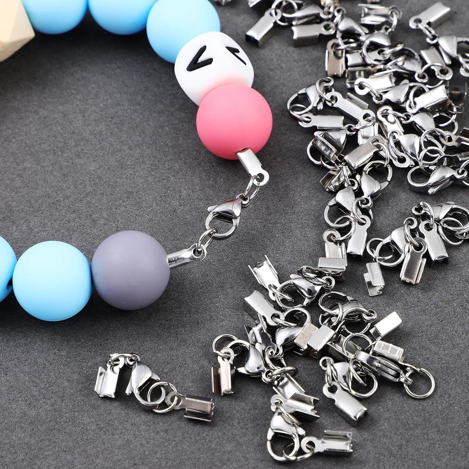 TEHAUX 80Pcs Lobster Clasp, Necklace Clasps and Closures Jewellery Clasp Clips Stainless Steel Lobster Claw Clasps Jump Rings Lobster Clasp for DIY Necklace Bracelets Jewelry Making Accessories image number 3