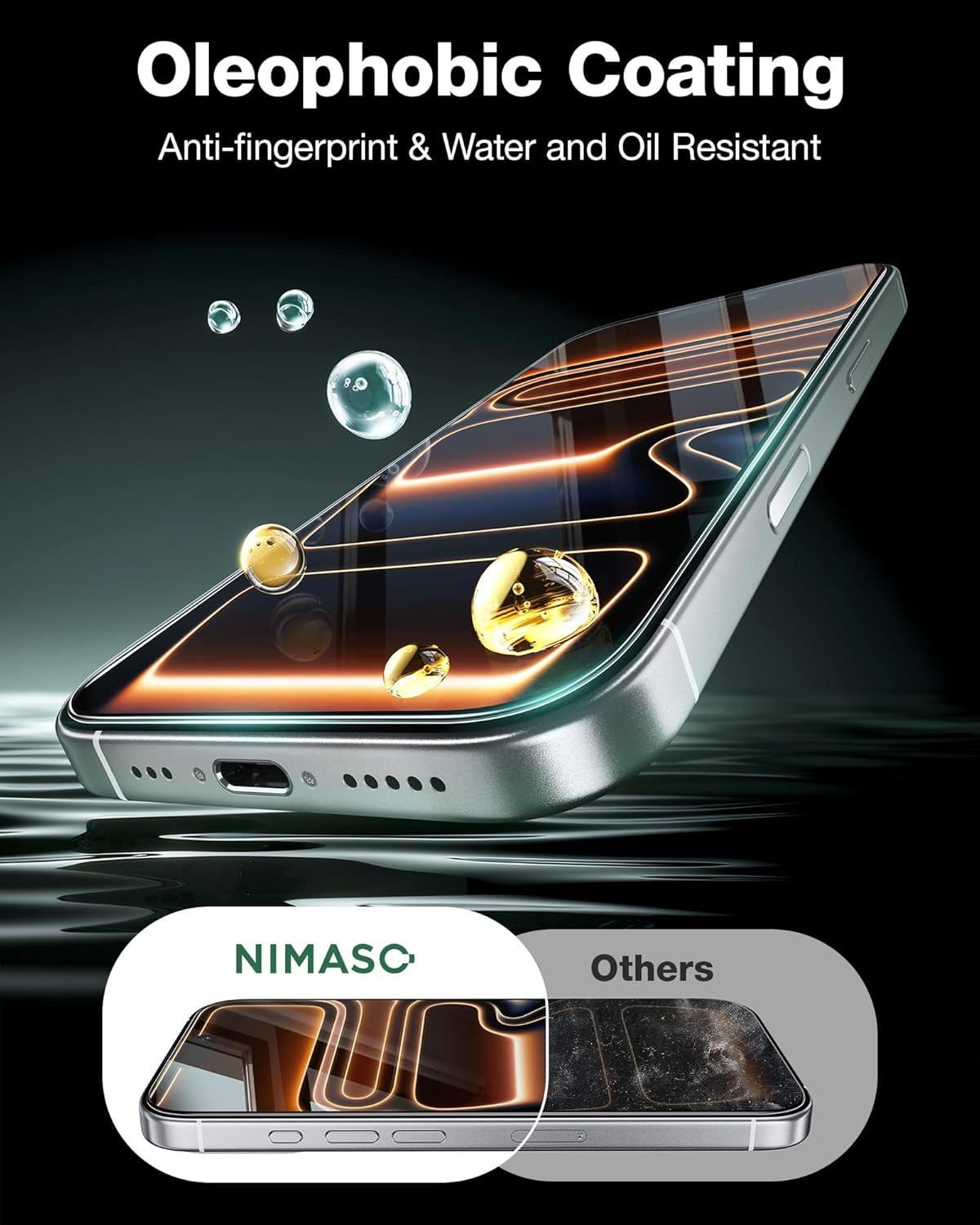 NIMASO for Iphone 17 Pro Max Screen Protector Full Coverage 6.9-Inch, No Bubbles No Dust Instant Installation, 9H Hardness Tempered Glass Military Grade Shatterproof, Anti-Scratch, 2 Pack image number 3