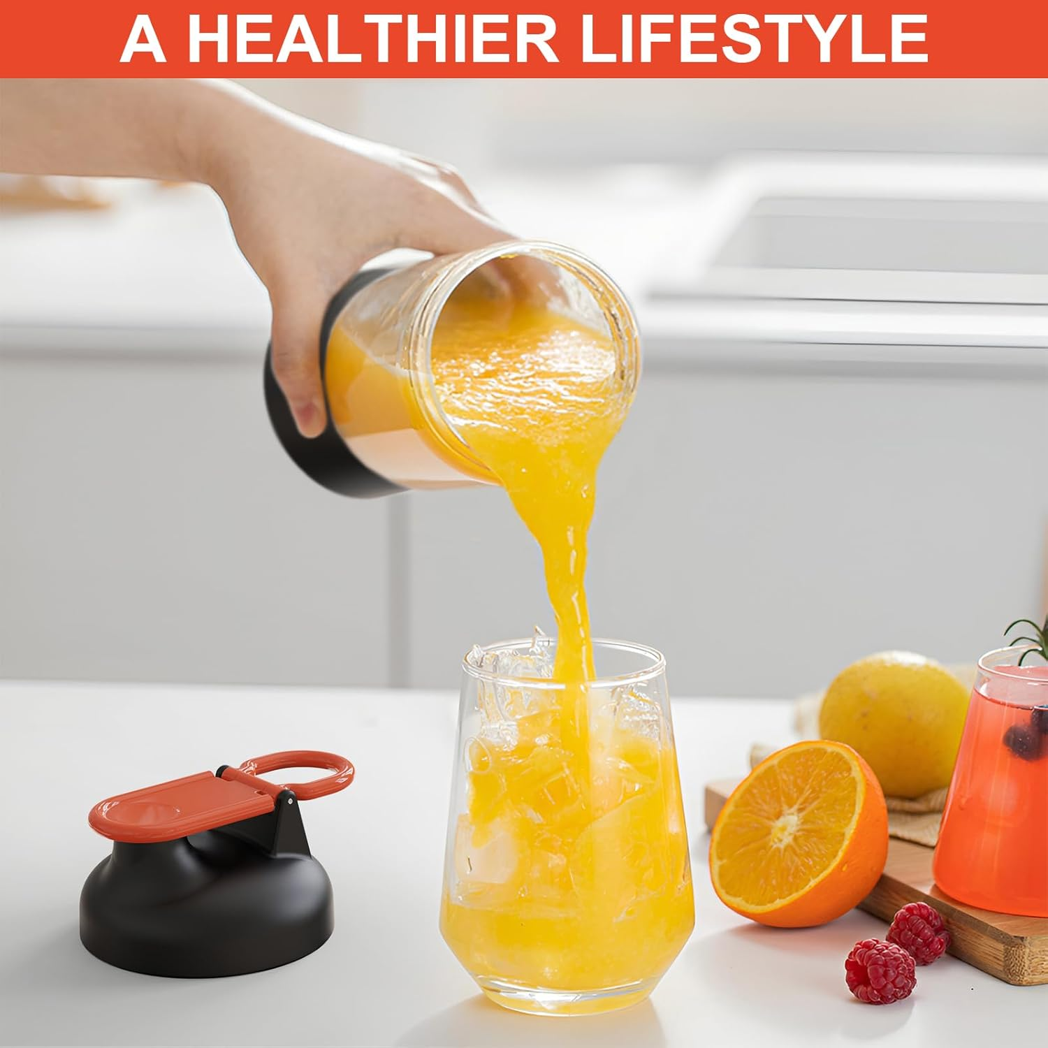 Portable Blender, 25Oz Portable Blender for Smoothies and Shakes with 6 Blades, USB C Rechargeable Mini Personal Size Blenders, Fruit Juice Mixer for Home/Office/Travel/Gym (Gray) - White image number 4