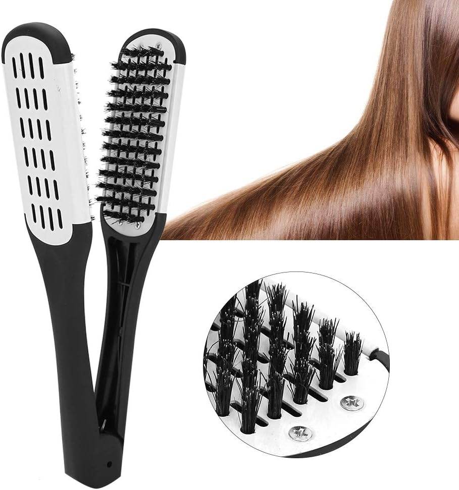 Peine Alisador De Cabello Cepillo Doble Cara Para Planchar Palo Plastico El Pelo Hair Straightening Clamps V Comb Straightener Professional V Shaped C image number 2