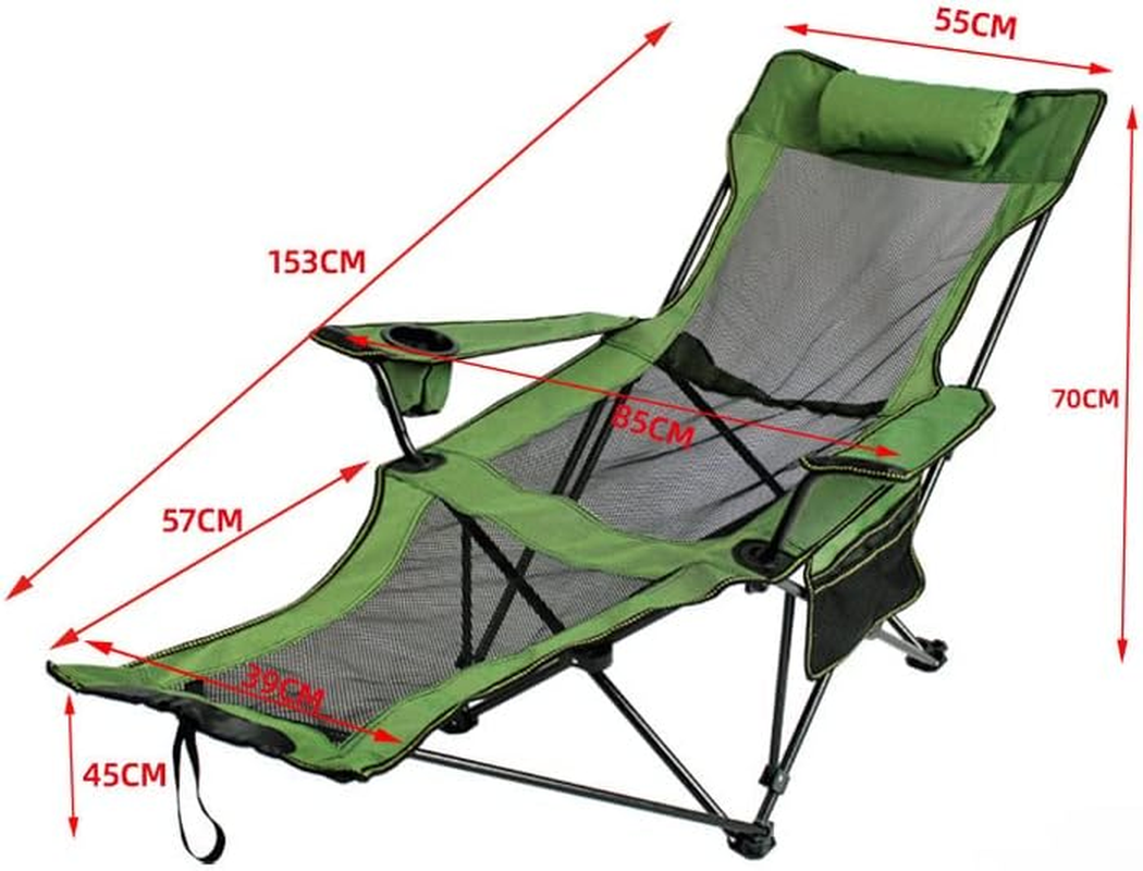 Camping Lounge Chair with Cup Holder Pocket Footrest Picnic Garden Fishing image number 5