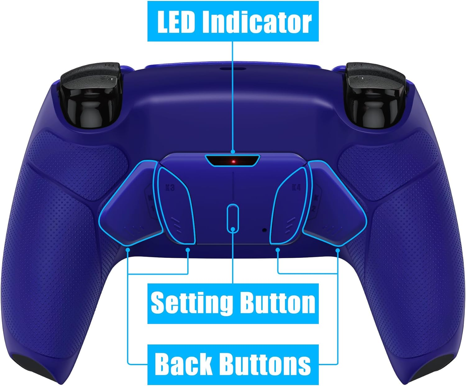 Extremerate Cobalt Blue Rubberized Grip Programable RISE4 Remap Kit for PS5 Controller BDM-030 040 050, Upgrade Board & Redesigned Back Shell & 4 Back Buttons for PS5 Controller - without Controller - Nova Pink image number 2
