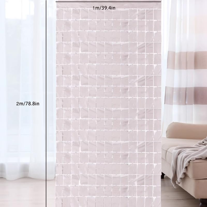 AIMALL Rectangle Tinsel Curtain Shimmer Wall Backdrop 2M Length Party Decoration Sequin，Elegant Rectangle Tinsel Curtain, Perfect for Decorations - Gold image number 2