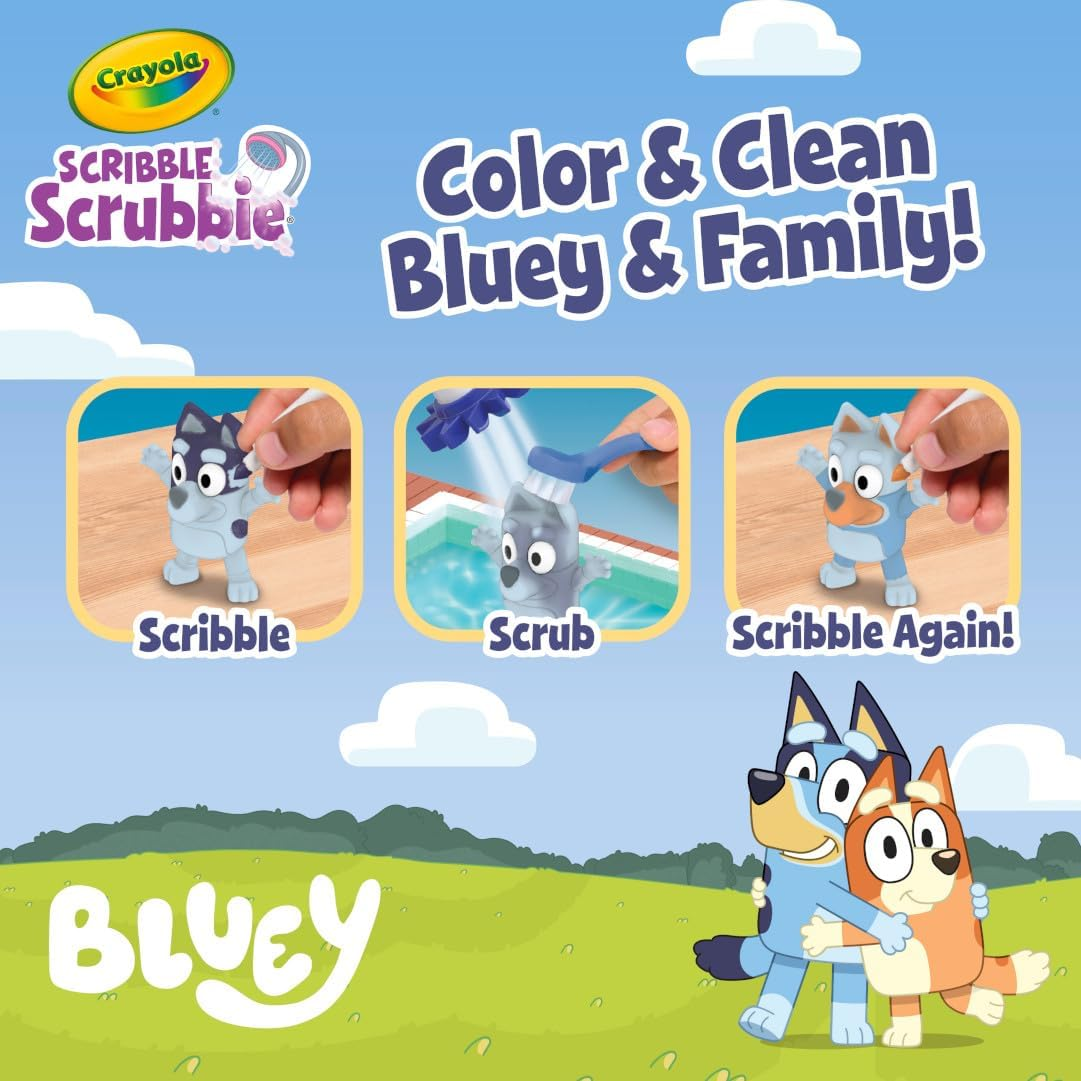 Crayola Scribble Scrubbies Bluey Poolside Playset (4Ct), Colorable Bluey Toys for Kids, Washable Coloring for Toddlers, Ages 3+ image number 5