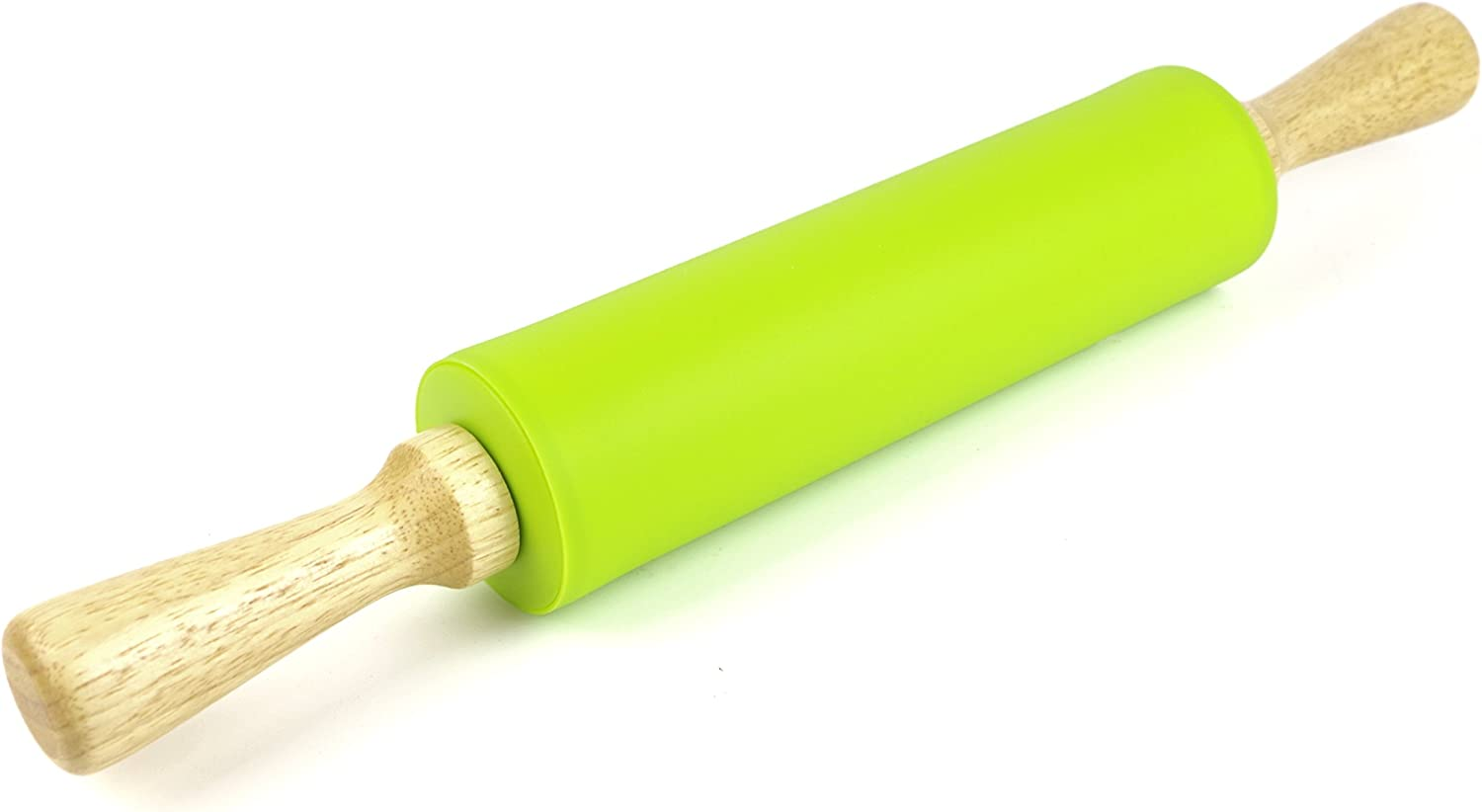 Silicone Rolling Pin Non-Stick Surface Wooden Handle