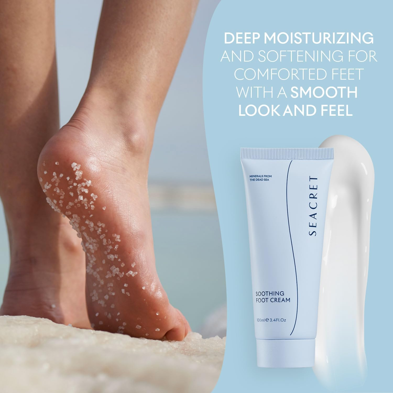 SEACRET Foot Cream - Enriched with Tea Tree Oil, Shea Butter, Cocoa Butter, Olive Oil, and Dead Sea Minerals