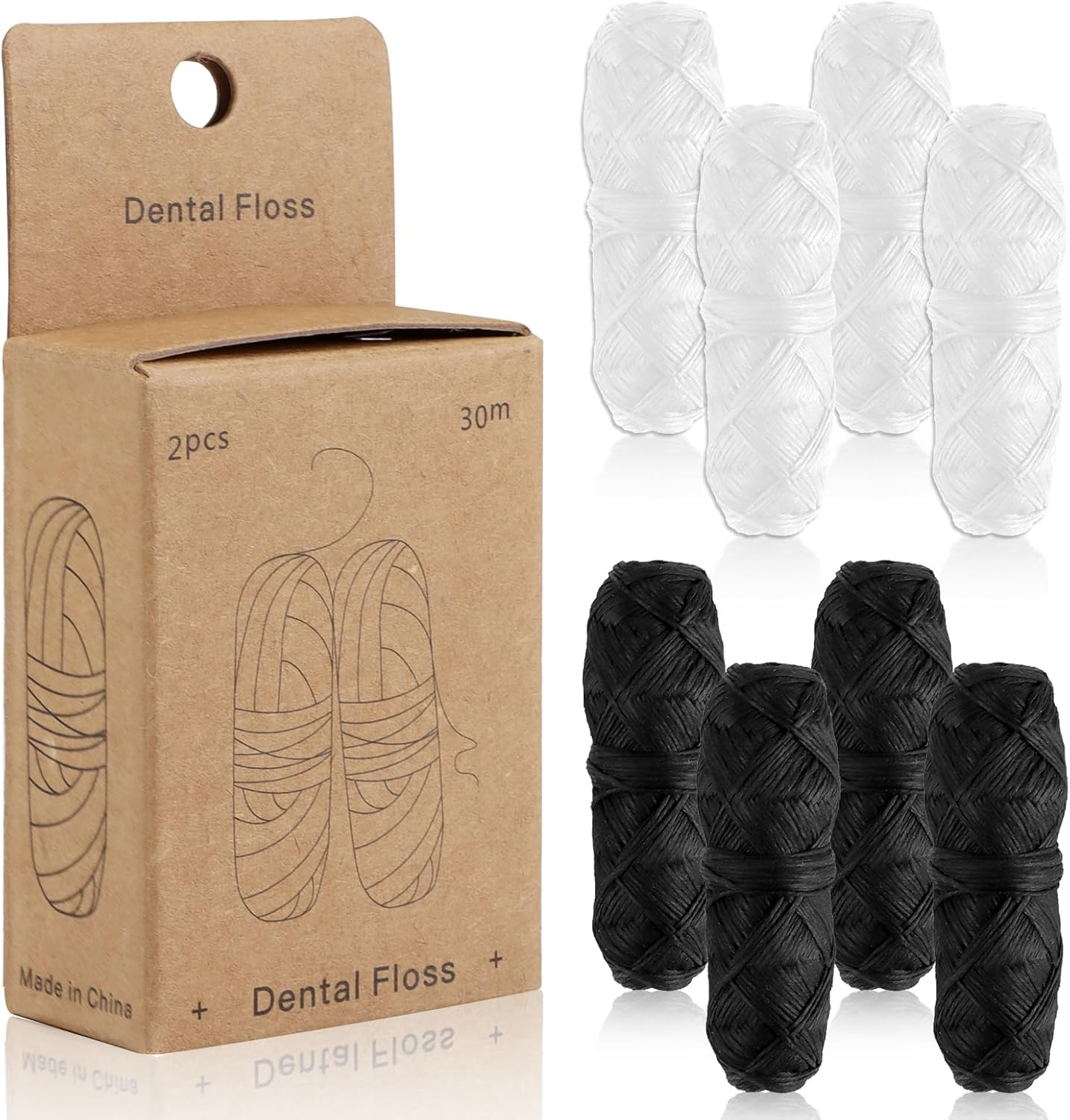 8 Pcs Dental Floss Refill, Biodegradable Bamboo Charcoal & Corn Dental Floss, Eco-Friendly Oral Care Set, Compostable Plastic Free Waxed with Natural, Sustainable Teeth Hygiene Supply 8 X 30M image number 4