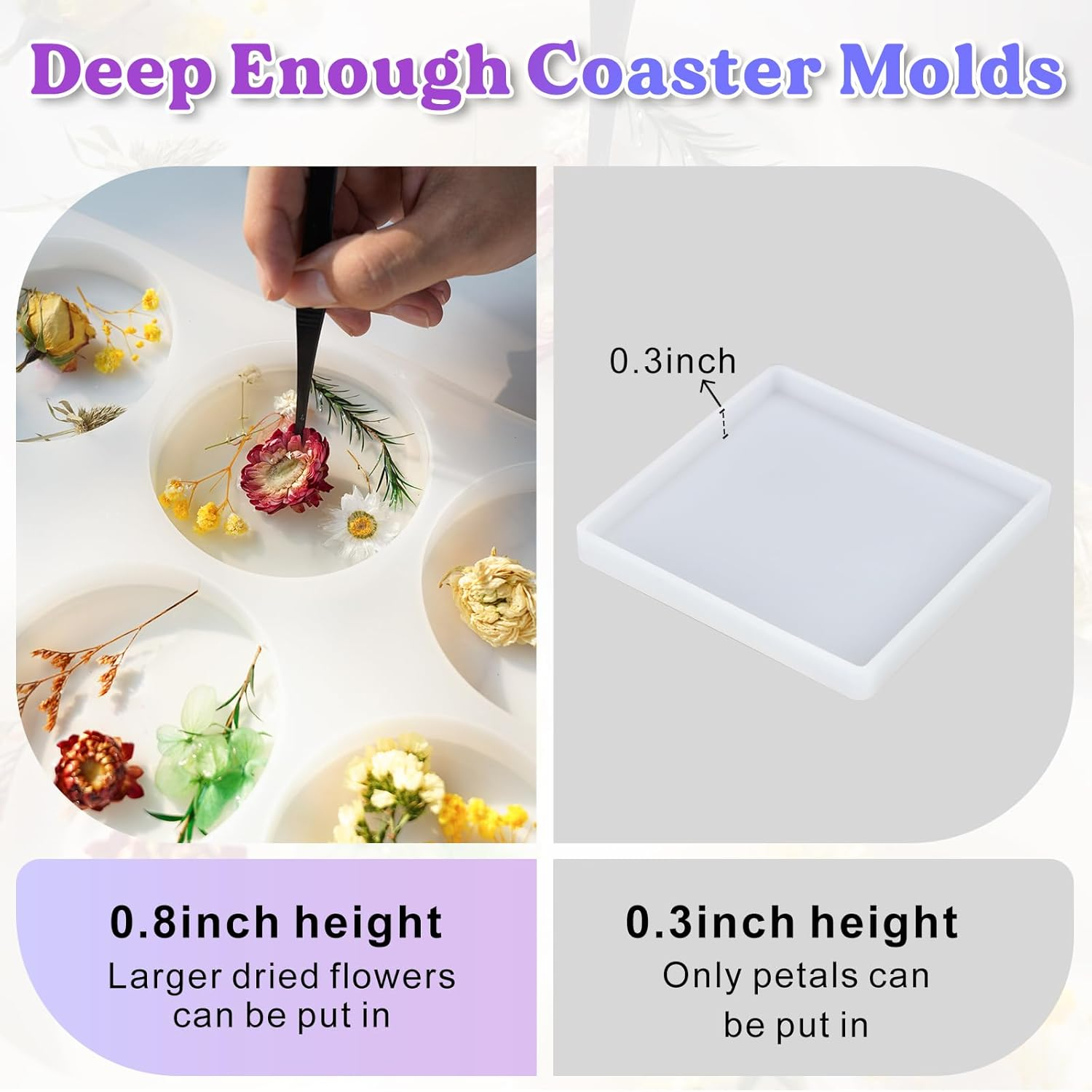 LET'S RESIN Extra Deep Coaster Resin Moulds Silicone, Large 6 Cavity Silicone Moulds for Resin, round Silicone Coaster Moulds for Epoxy Resin, Cups Mats, DIY Craft image number 4