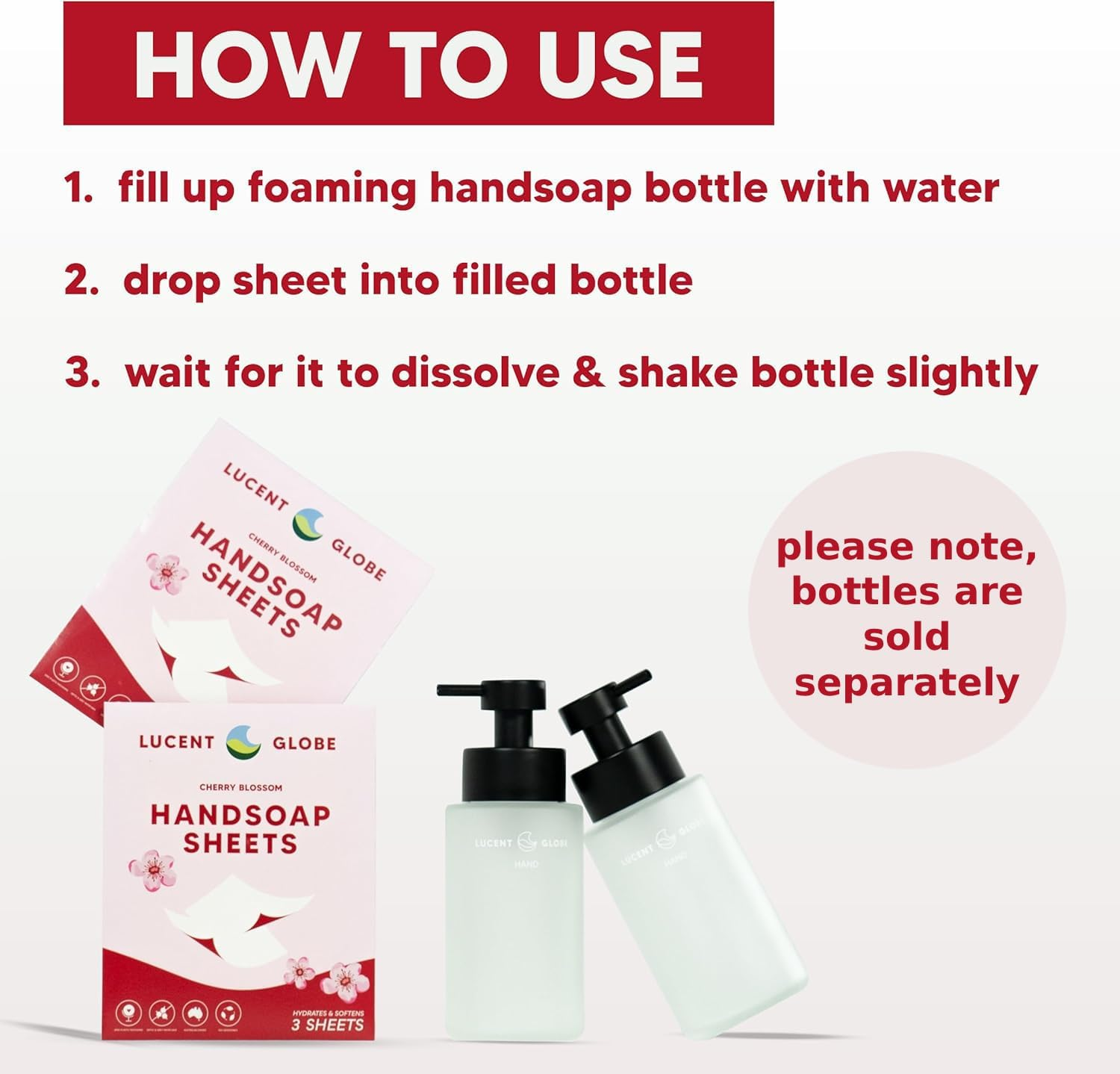 Lucent Globe Foaming Hand Soap Sheets - Foaming Hand Soap Refill. Fresh Cherry Blossom Scent. image number 4