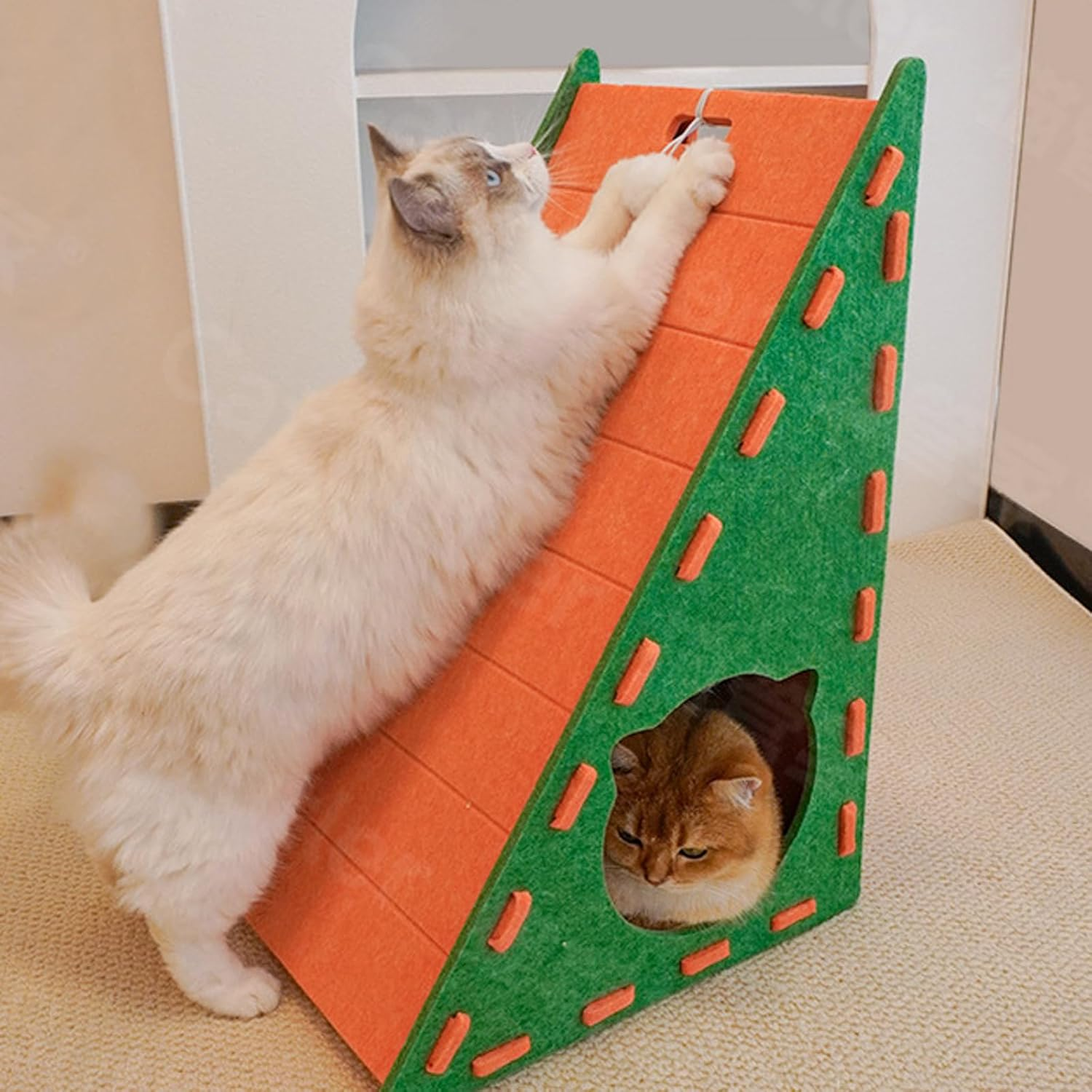 Mellowkin Cat Scratching Board Felt Vertical, Vertical Felt Cat Scratcher, Mellowkin Cat Scratcher, L Type Scratching Pads Durable Easy to Clean and No Mess (L Coffee Brown) image number 4