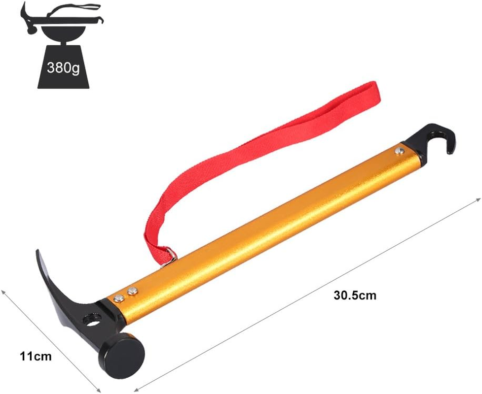 Outdoor Camping Tent Peg Stake Hammer Nail Puller Extractor Multifunctional Tool with Aluminum Handle (Color : Gold) image number 3