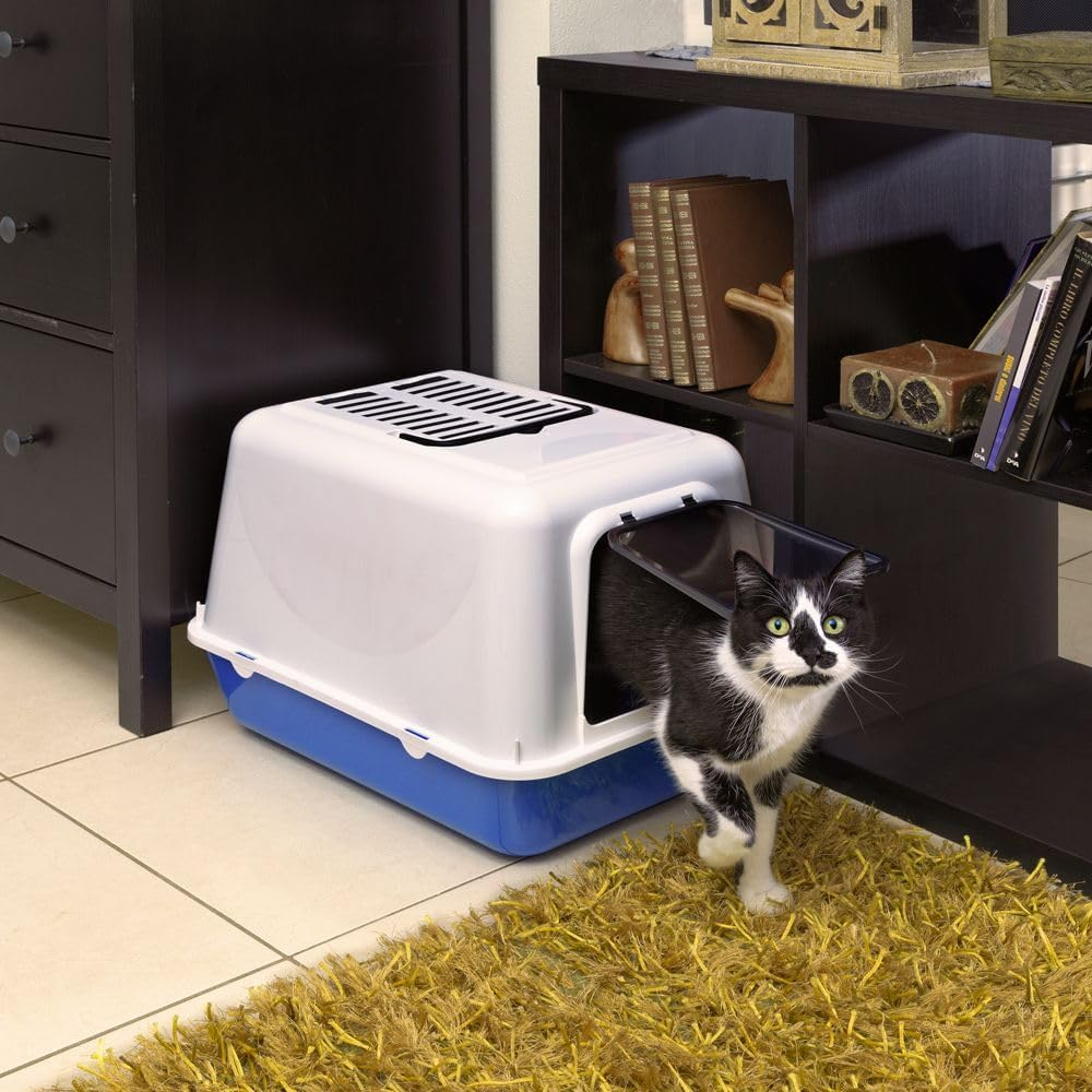 Ferplast Closed Cat Litter Tray, Cat Litter Box, 2 Anti-Odor Activated Carbon Filters Included, Darkened Swing Door, 39.5 X 52.5 Xh 38 Cm, Clear CAT 20 Litter Tray, Mixed Colors image number 3