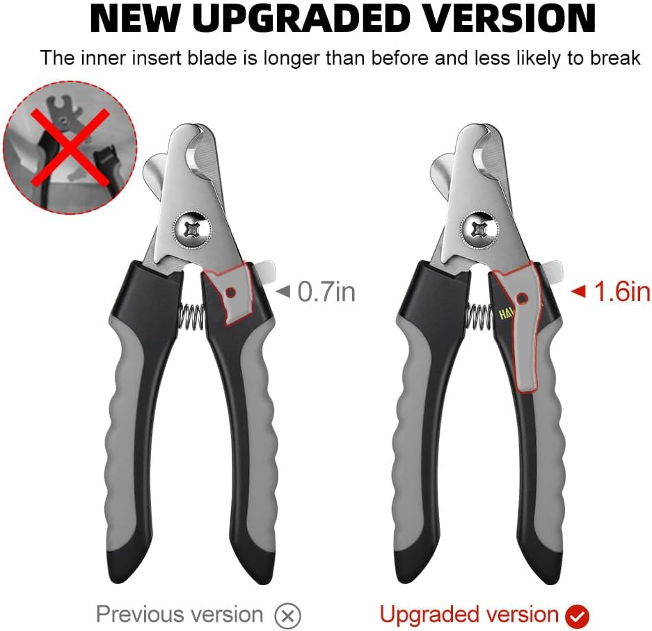 HAWATOUR Dog Nail Clippers, Professional Pet Nail Clipper & Trimmers with Safety Guard to Avoid over Cutting, Grooming Razor with Nail File for Medium and Large Dog and Cat, Gray image number 1