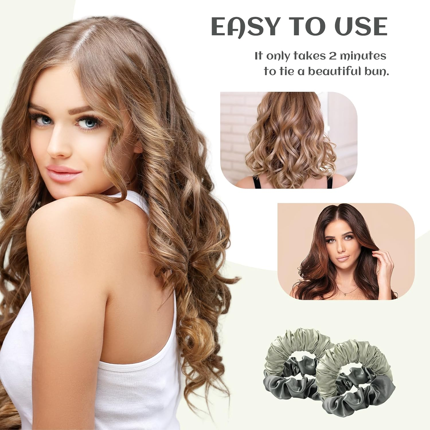 TELAIN 1 Piece Heat Free Curl Hair Scrunchie for Women - Soft Curls Overnight without Heat, Ideal for Long Hair image number 4