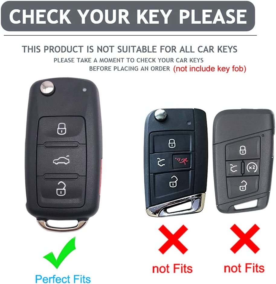 Cacacar for VW Key Fob Cover, Premium Soft TPU Full Protection Key Fob Case for VW Jetta Golf Polo MK6 Passat Tiguan Beetle