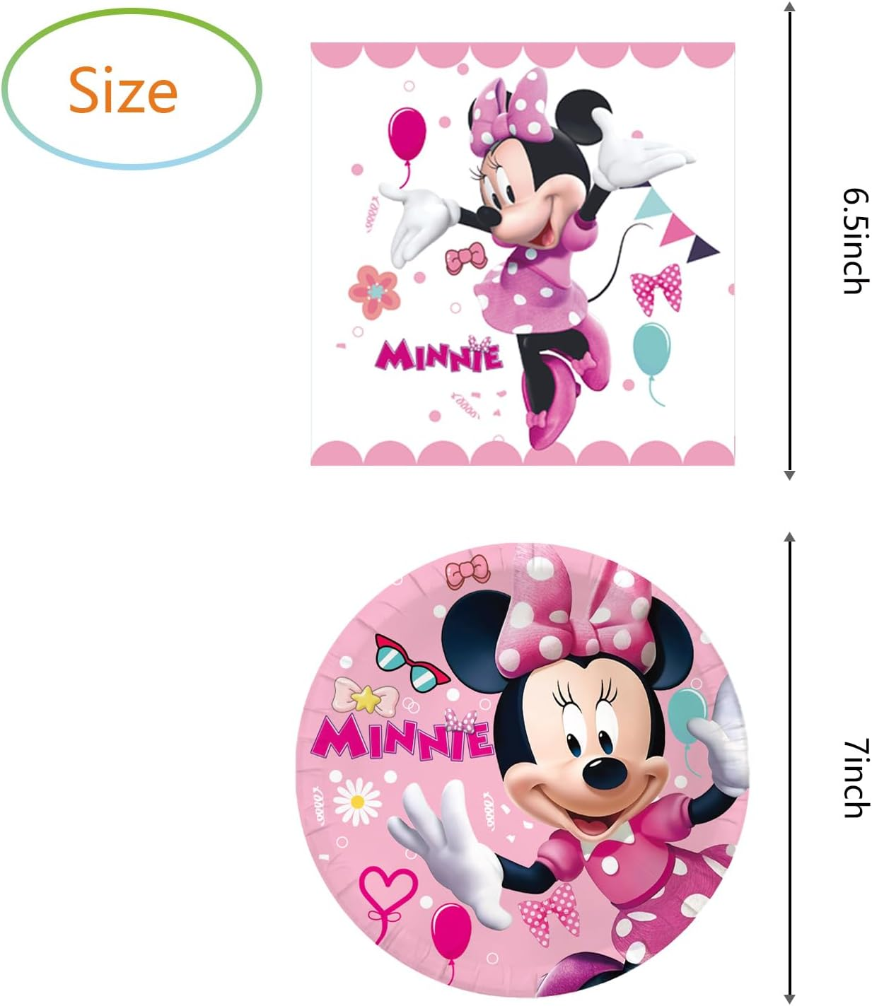 Minnie Birthday Party Supplies, Include 20 Plates and 20 Napkins, for Minnie Theme Birthday Party Decorations image number 4