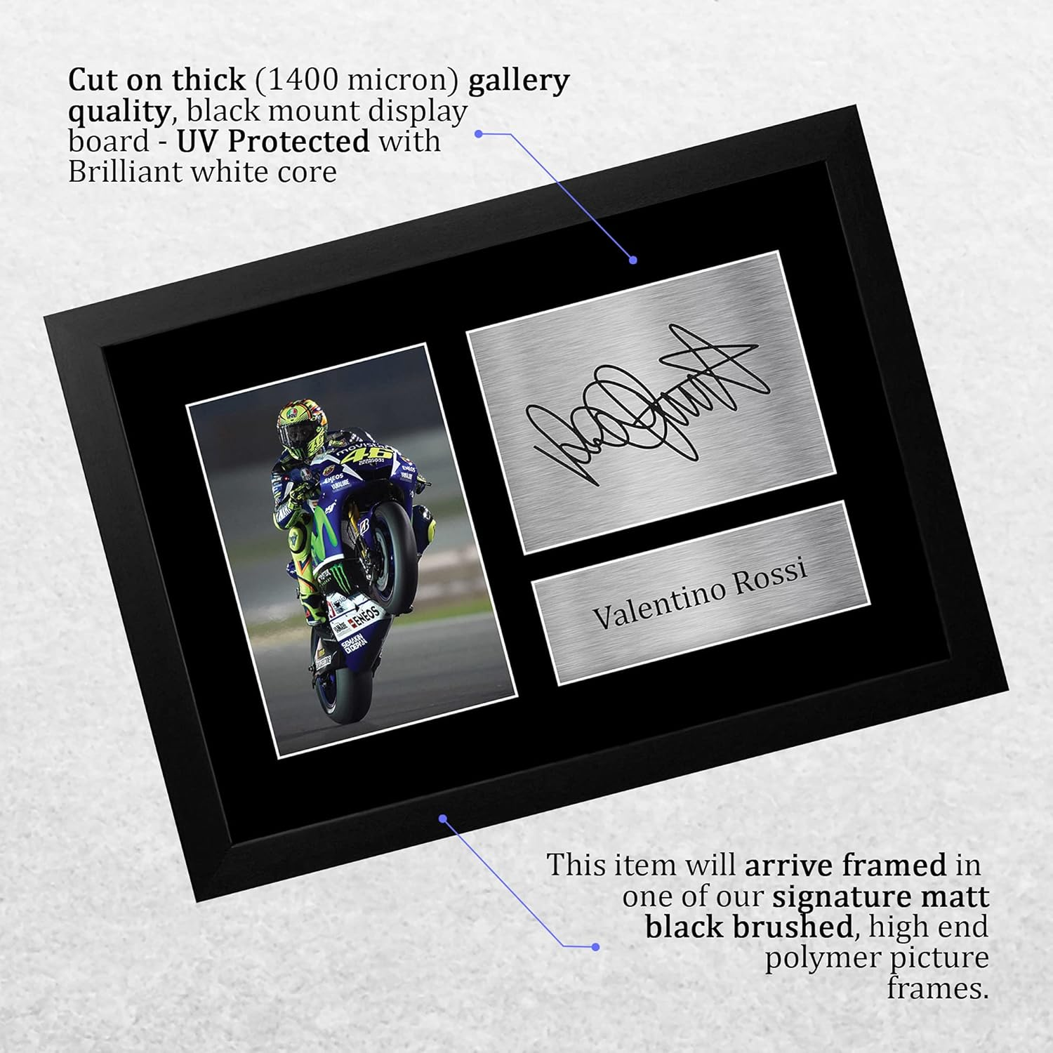 HWC Trading FR Valentino Rossi Gift Signed FRAMED A4 Printed Autograph Superbikes Motogp Gifts Print Photo Picture Display image number 1