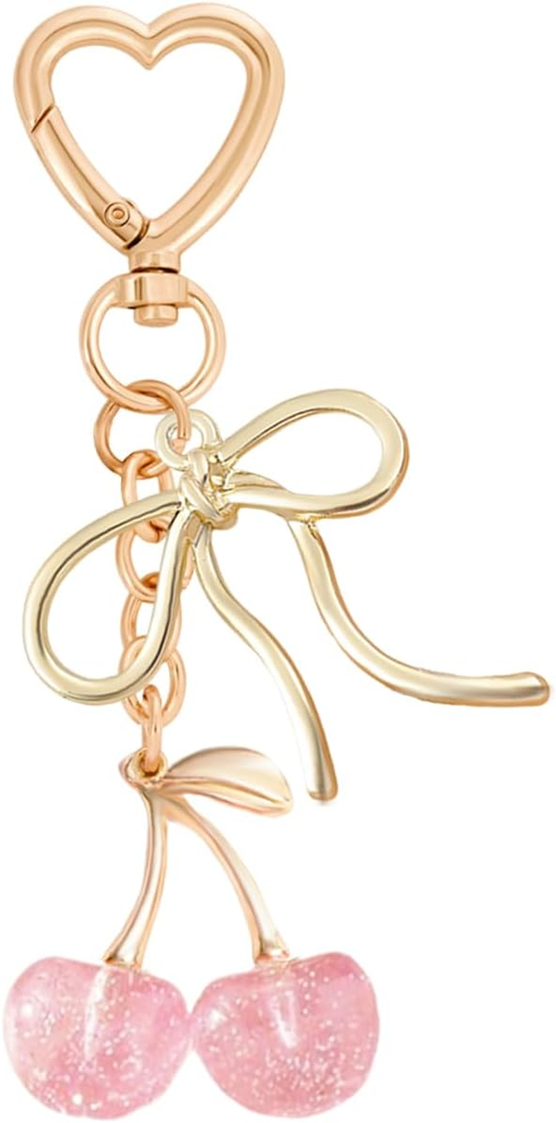 Cherry Keychain Cute Cherry Bag Charm Bow Keychain for Women Bag Keys Backpack Decor