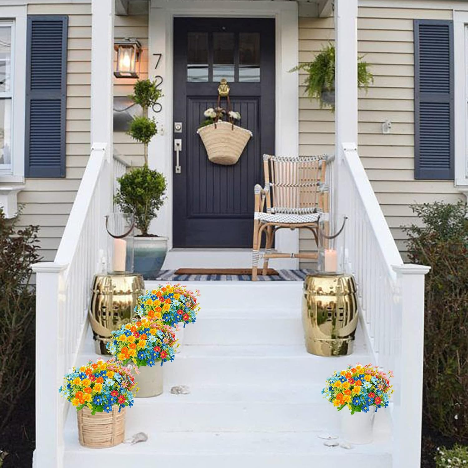 Uieke 6PCS Artificial Flowers for Outdoors UV Resistant Fake Daisy Mums Flowers Outdoor No Fade Greenery Shrubs for Indoor outside Home Wedding Office Garden Porch Spring D&eacute;cor image number 3