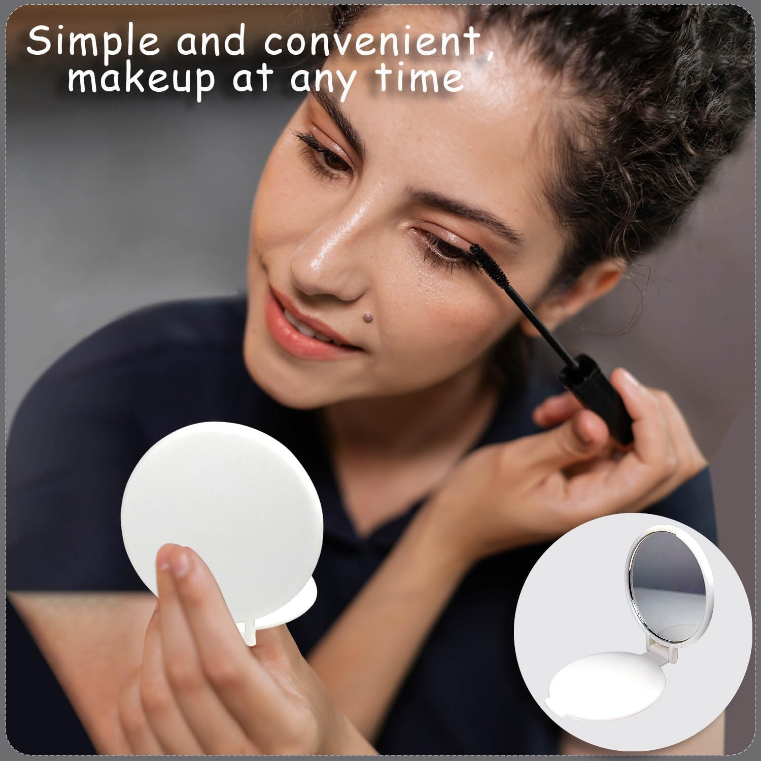 Tenalleys Mini round Folding Mirror Portable Pocket Mirror Makeup Mirror for Purse Travel Makeup Mirror for Women Girls Daily Use (20 Pcs White) image number 6
