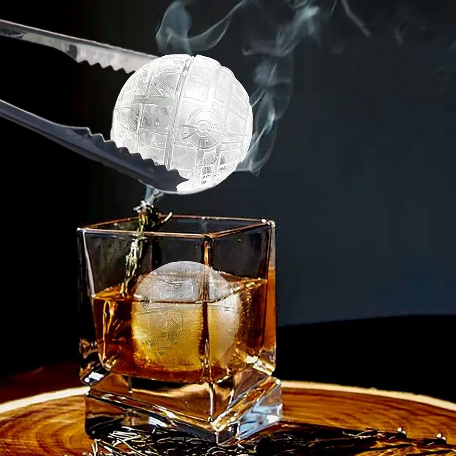 Galactic Cocktail Essential 3D Death Star Ice Cube Mold for Whiskey & Bourbon - Extra-Large Slow-Melting Sphere Ice Molds, Star Wars Collector Gifts for Men/Husbands,Bpa-Free Food-Grade Silicone Mold image number 2