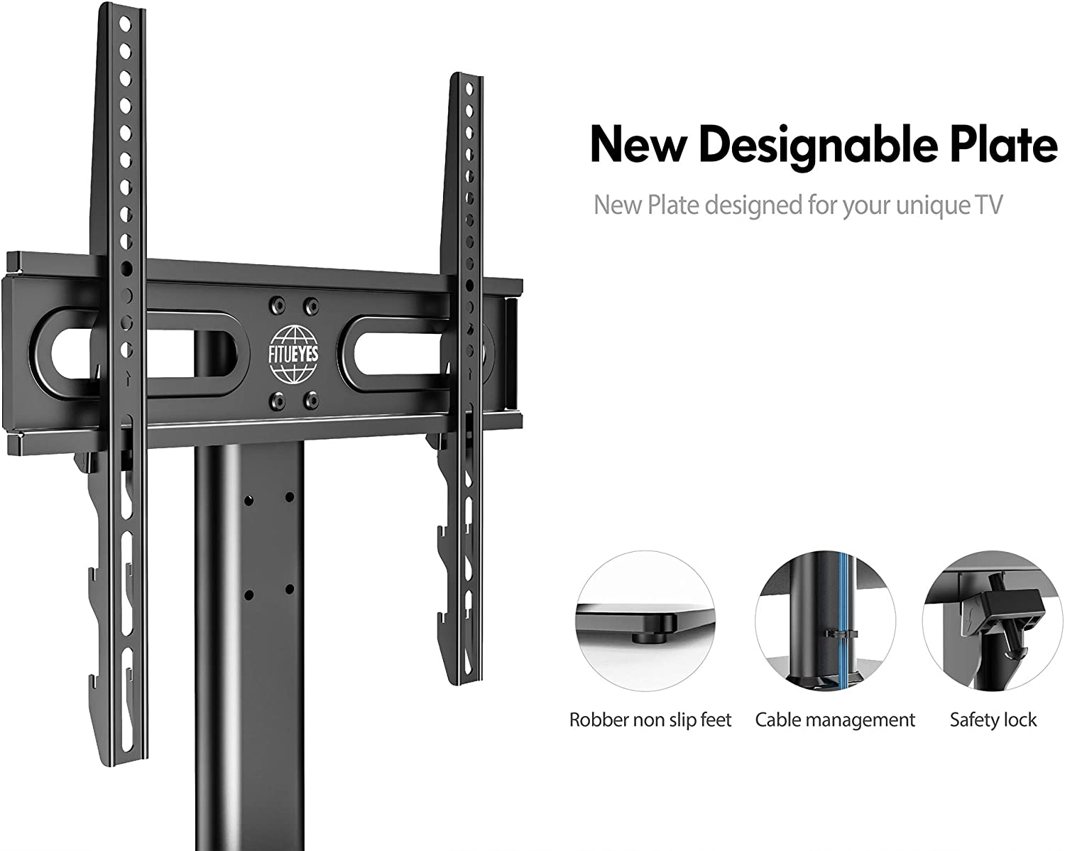 FITUEYES Universal TV Stand Table Top TV Base for 27 to 55 Inch LCD LED Flat Screen Tvs Height Adjustable Television Stands with Black Tempered Glass Base Holds up to 88 Pound VESA 400X400Mm image number 1