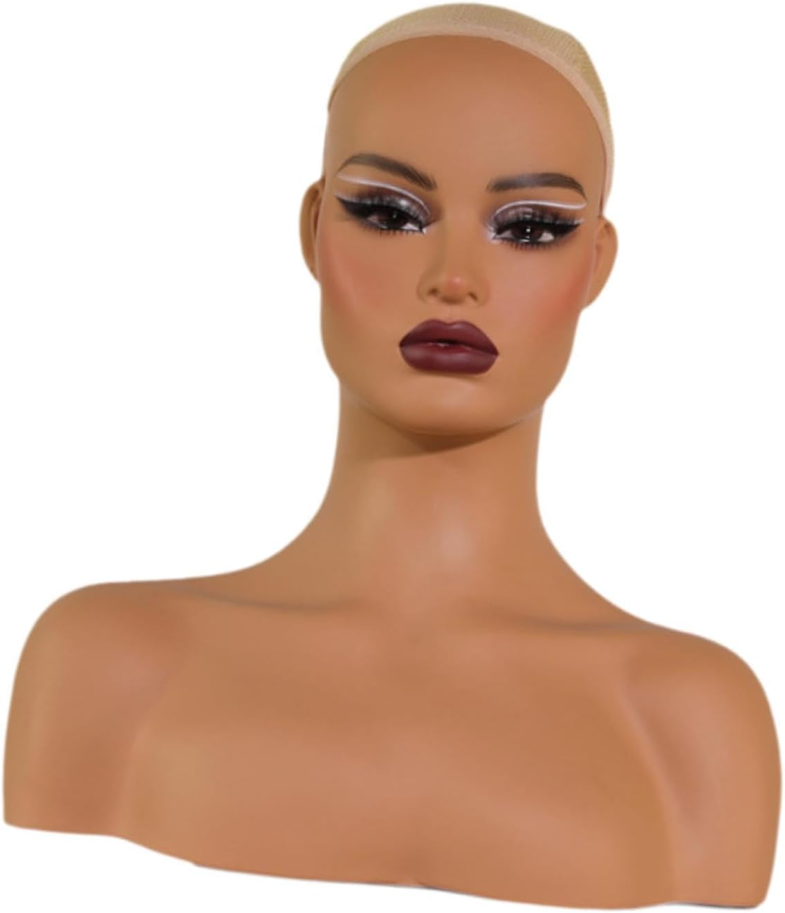 Eigell Realistic Female Mannequin Head with Shoulder Wig Head Display Manikin Head Bust for Wig,Makeup,Beauty Accessories image number 5