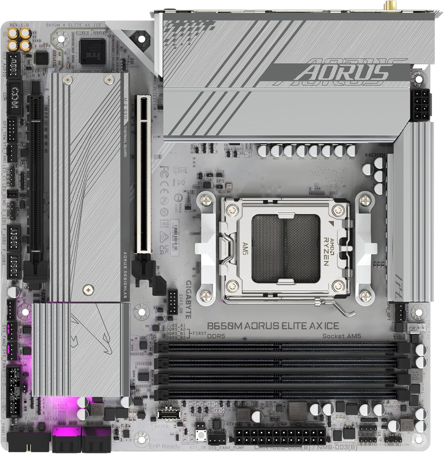 Gigabyte AM5 B650M AORUS ELITE AX ICE DDR5 Motherboard image number 4