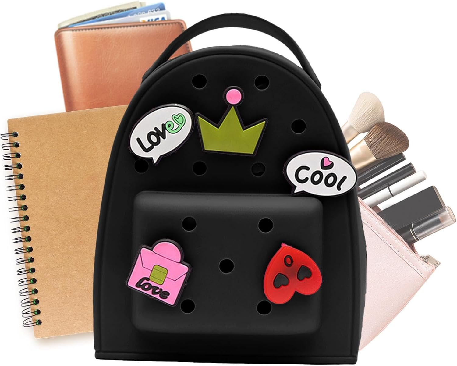 Cute Silicone Jelly Backpack - Waterproof Jelly Backpack with Charm Cute Silicone Backpack | Adjustable Backpack Purse Cartoon Lightweight Travel Bag for Women - Blue image number 5