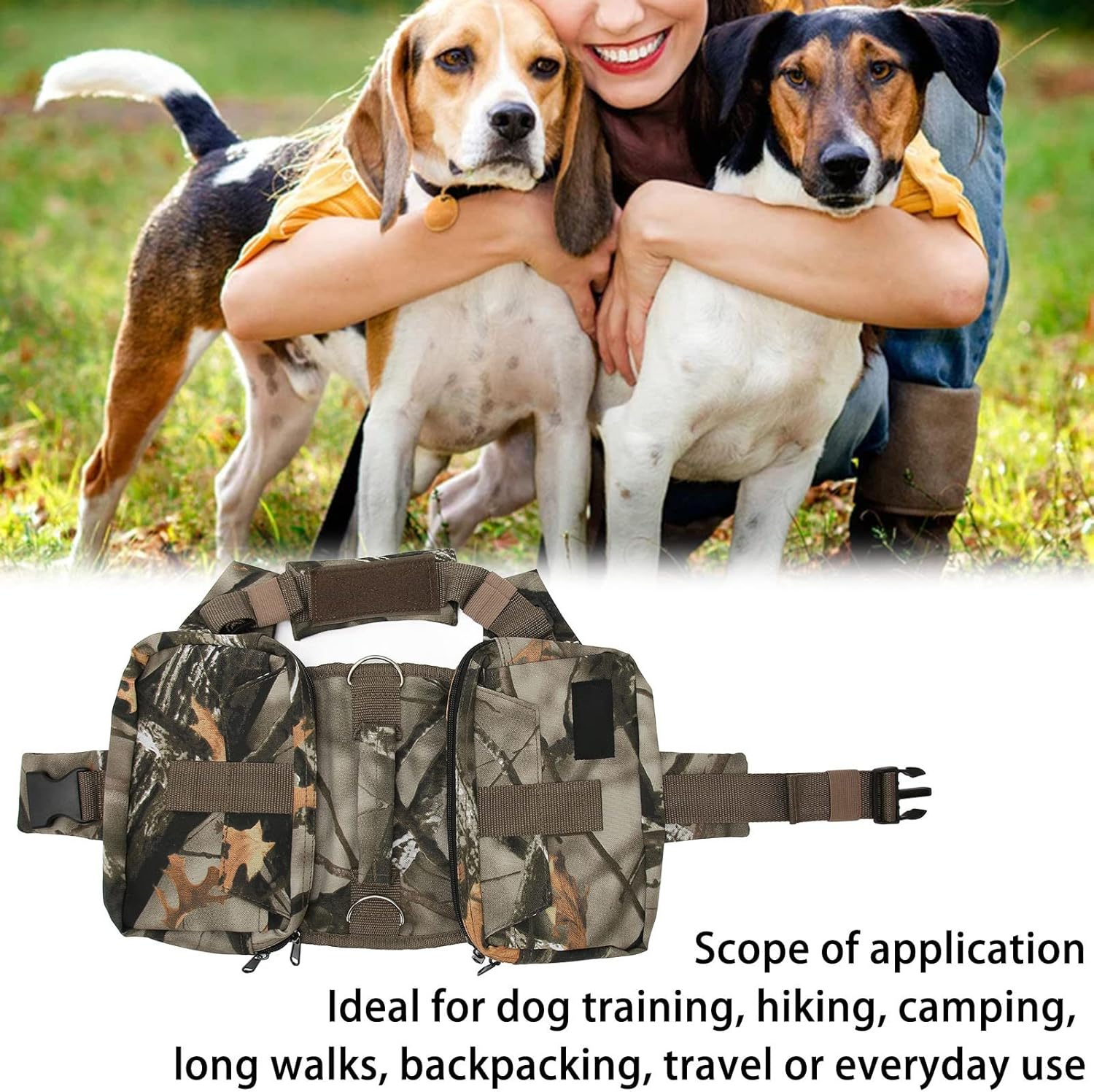 JOROBURO Dog Saddle Bag, Waterproof Adjustable Large Capacity Nylon Dog Backpack, Lightweight Dog Backpack with Side Pockets for Outdoor Travel Training Camping image number 1