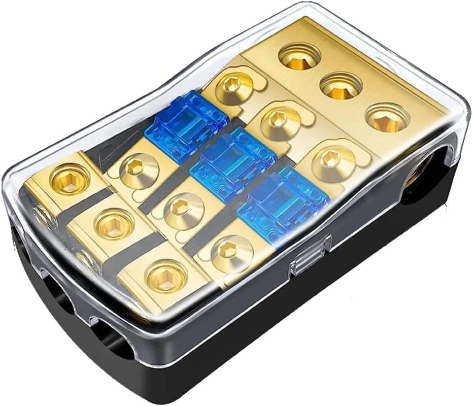 3 Way ANL Fuse Holder, Copper 0/2/4 Gauge to 4/6/8 Gauge 60 Amp Fuse Distribution Block for Car Audio Amplifier Spare Parts image number 3