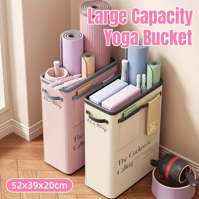 AIMALL Large Yoga Storage Basket with Wheels, 20.47"X15.35"X7.87" Foldable Storage Box for Home Gym Equipment and Sundries, Waterproof Fabric Organizer with Handles image number 6