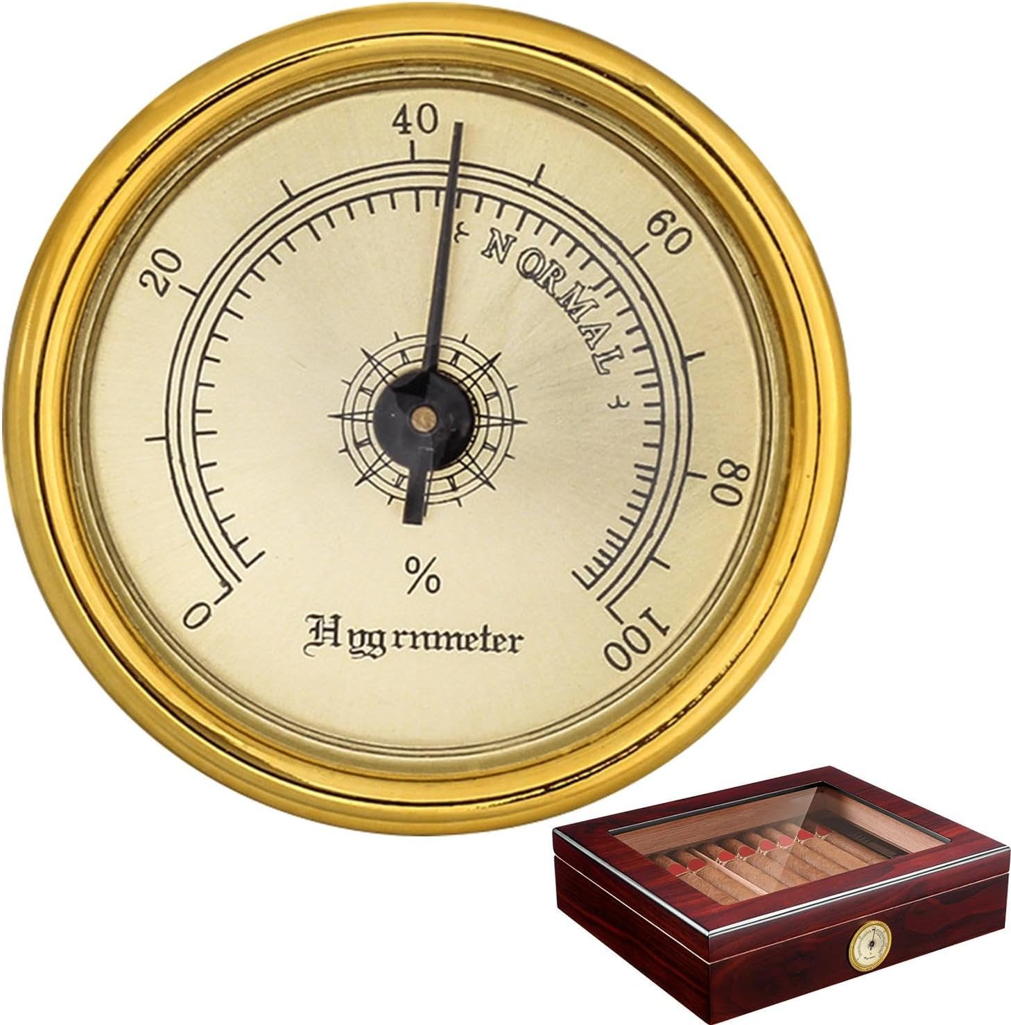 Humidity Meter for Cigars, Cigar Humidors, Analog Hygrometer with Back Magnet, High Accuracy, 45Mm, No Batteries Required, Surface Mount image number 2