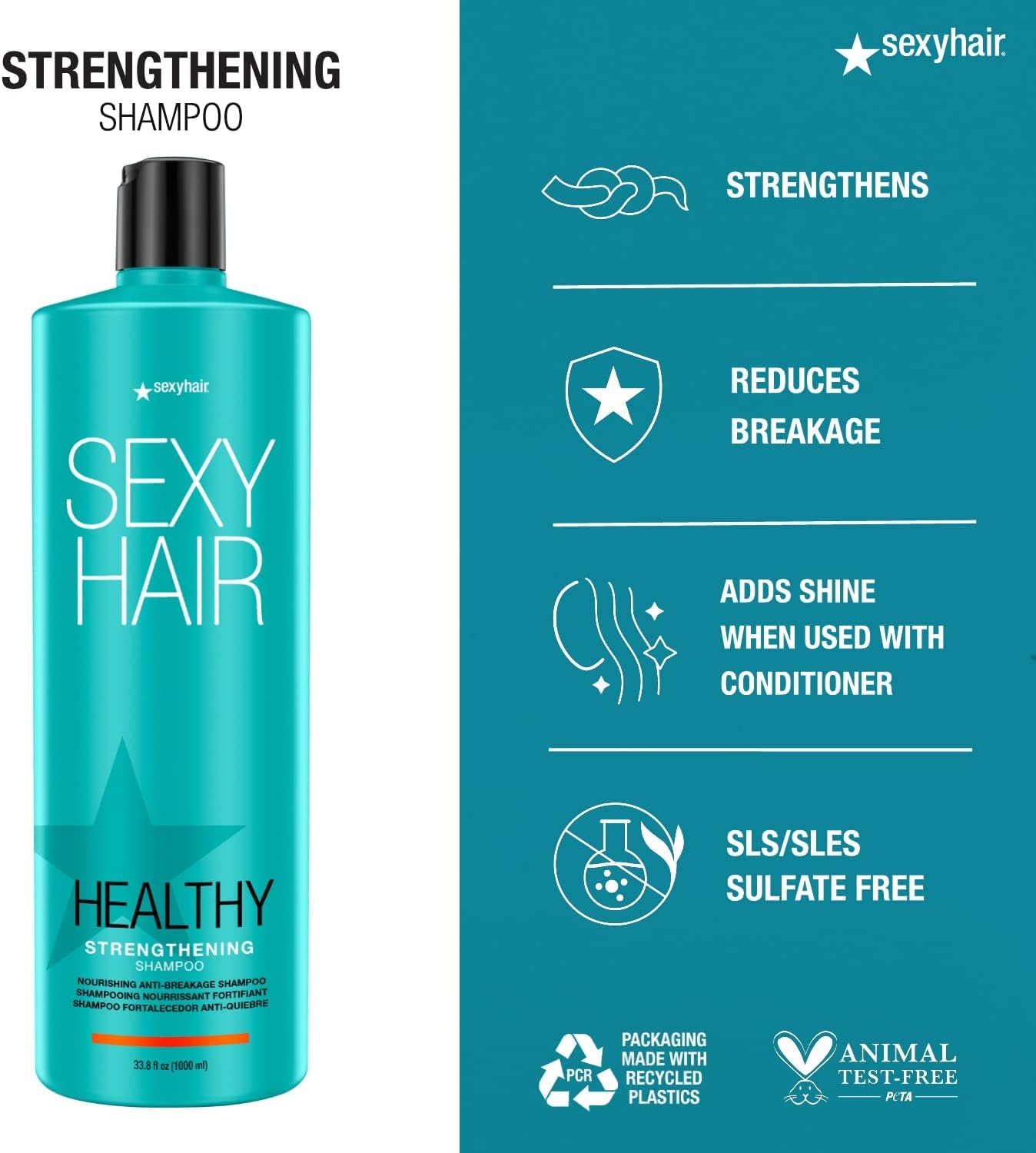 Healthy Sexy Hair Strengthening Shampoo by Sexy Hair for Unisex - 33.8 Oz Shampoo image number 3