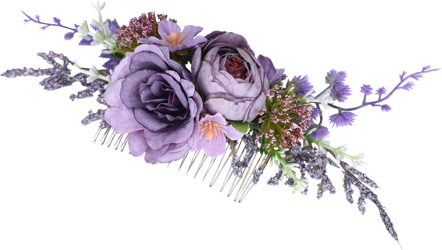 Partyforu Purple Flower Hair Comb for Women Handmade Wedding Combs Bridal Comb for Bride Bridesmaid Prom Bridal Shower Maternity Shoot image number 2