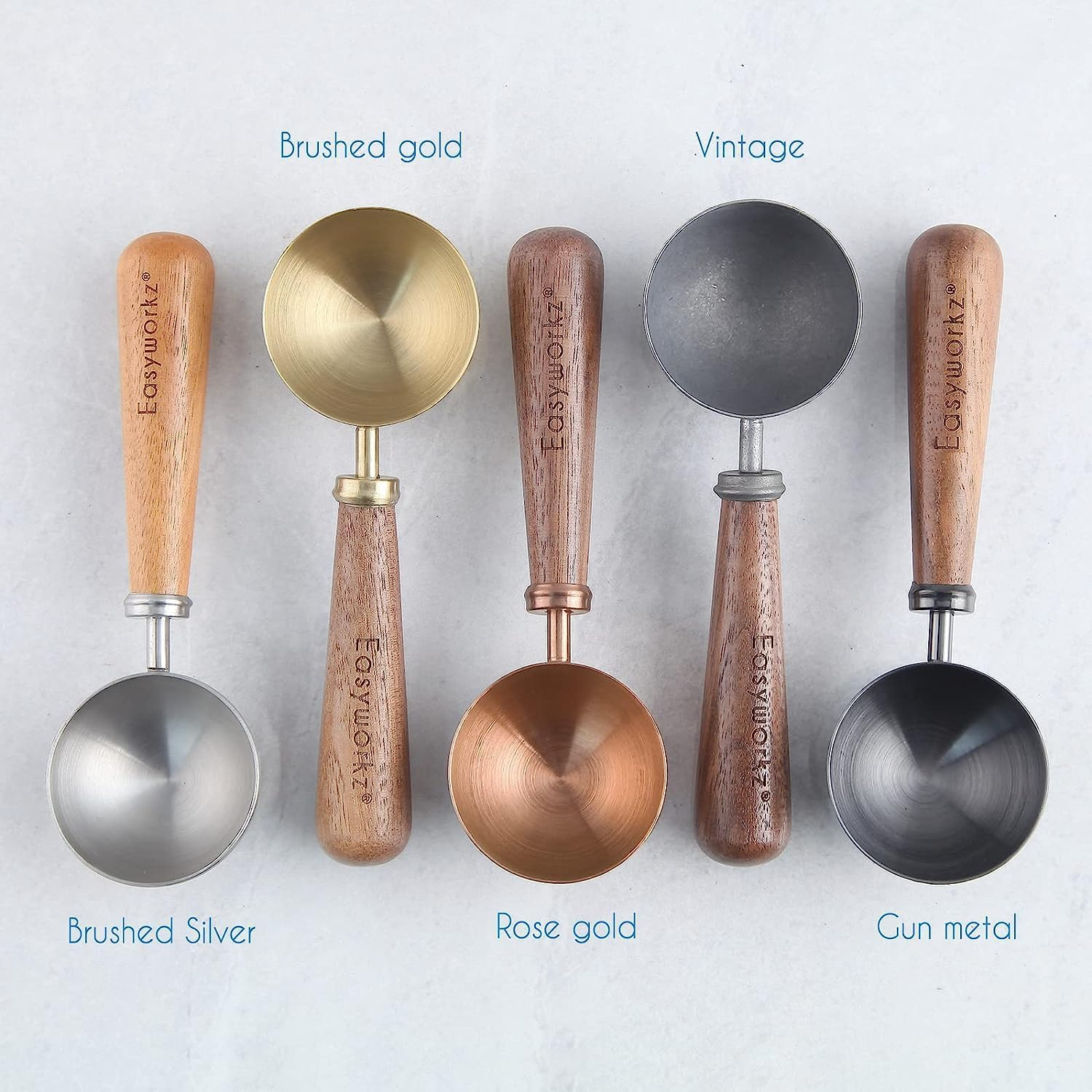 Easyworkz Retro Stainless Steel Coffee Spoon with Black Walnut Handle,10G Measuring Spoon (Brushed Gold) image number 2