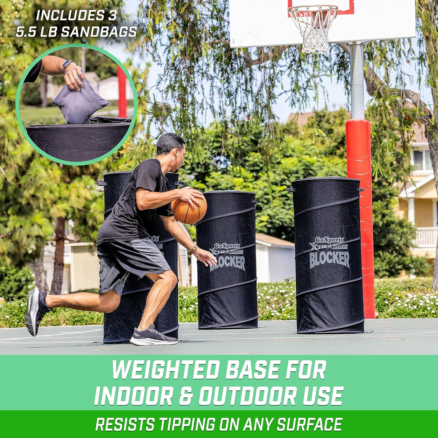 Gosports XTRAMAN PRO 46" XL Pop up Defender 3 Pack - Heavy Duty Multi-Sport Blocking Dummy - Training Equipment for Basketball, Football, Soccer and More image number 1