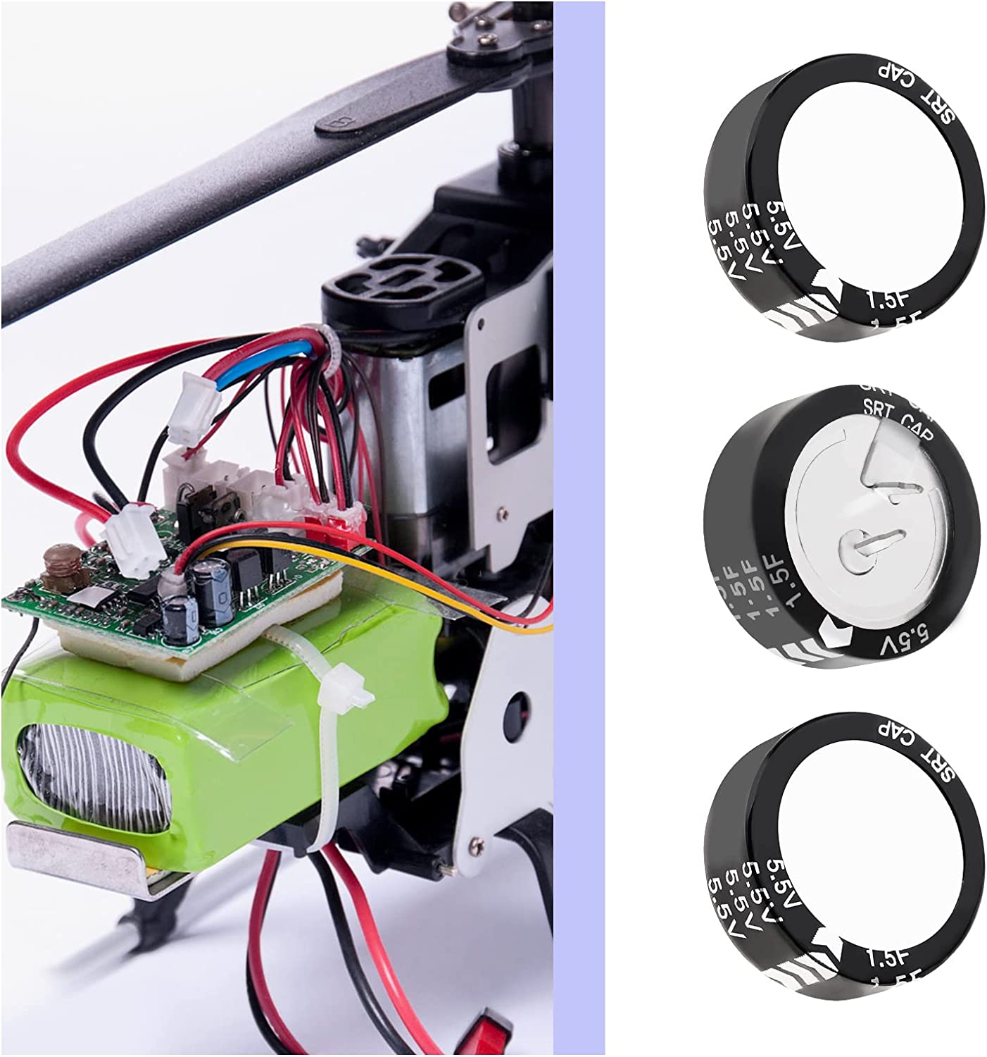 Emagtech 5PCS Super Capacitor 5.5V 1.5F C-Type Button Capacitor High Energy Low Resistance High Consistency for Consumer Electronics Toys image number 4