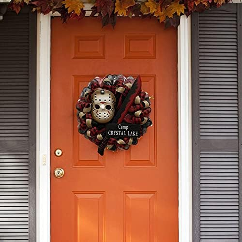 Halloween Horror Clown Face Cover Wreath, Reusable Horrible Face Cover Wreath Front Door Decoration Halloween Props Festival Party Decor for Home/1037 (Size : A)