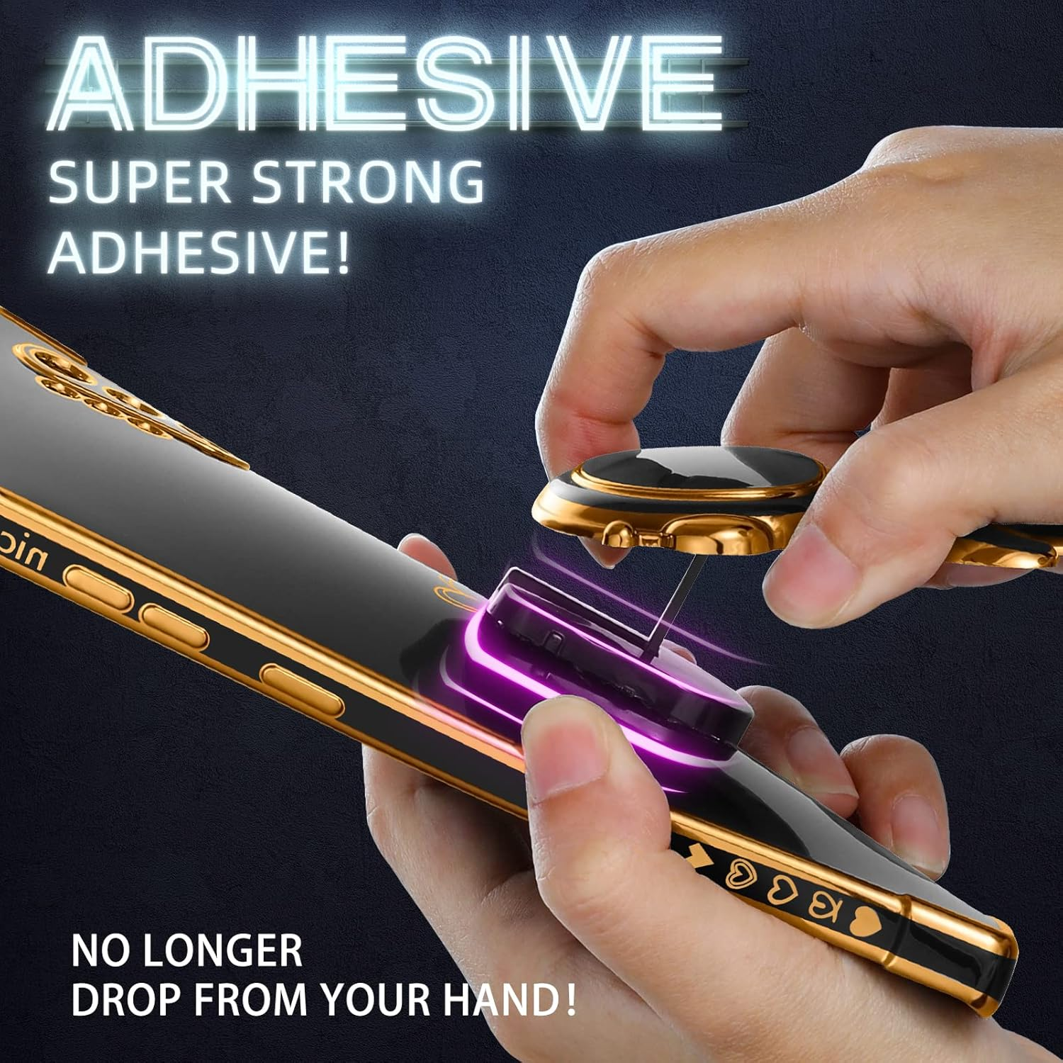 Lotadilo for Samsung Galaxy Note 9 Case, Galaxy Note 9 Cases with Astronaut Stand for Women Girls, Girly Cute Spaceman Love Heart Gold Plating 6D Phone Cover with Kickstand for Note 9 6.4 Inch (Black) image number 3